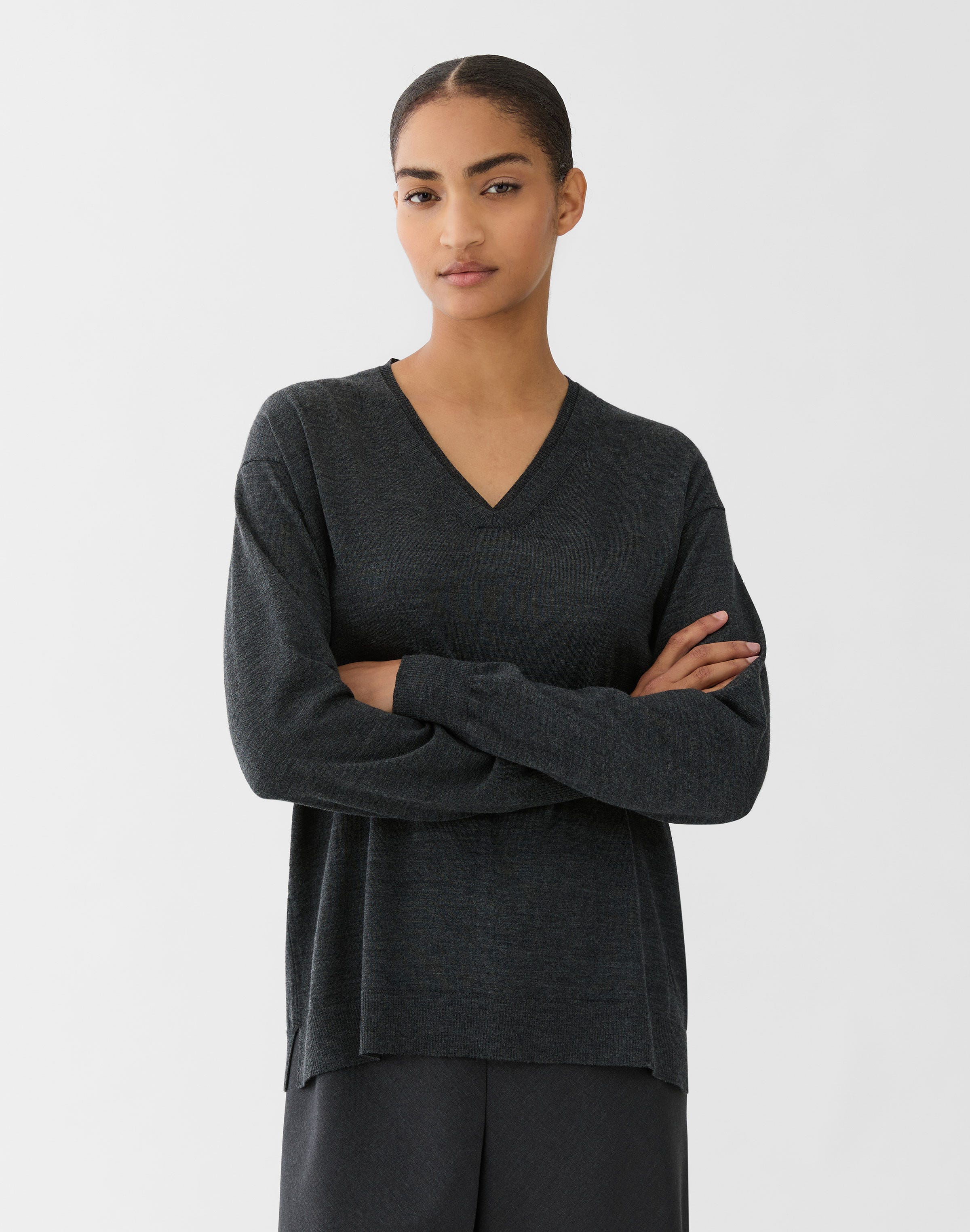 Superfine Merino Wool V-Neck Sweater