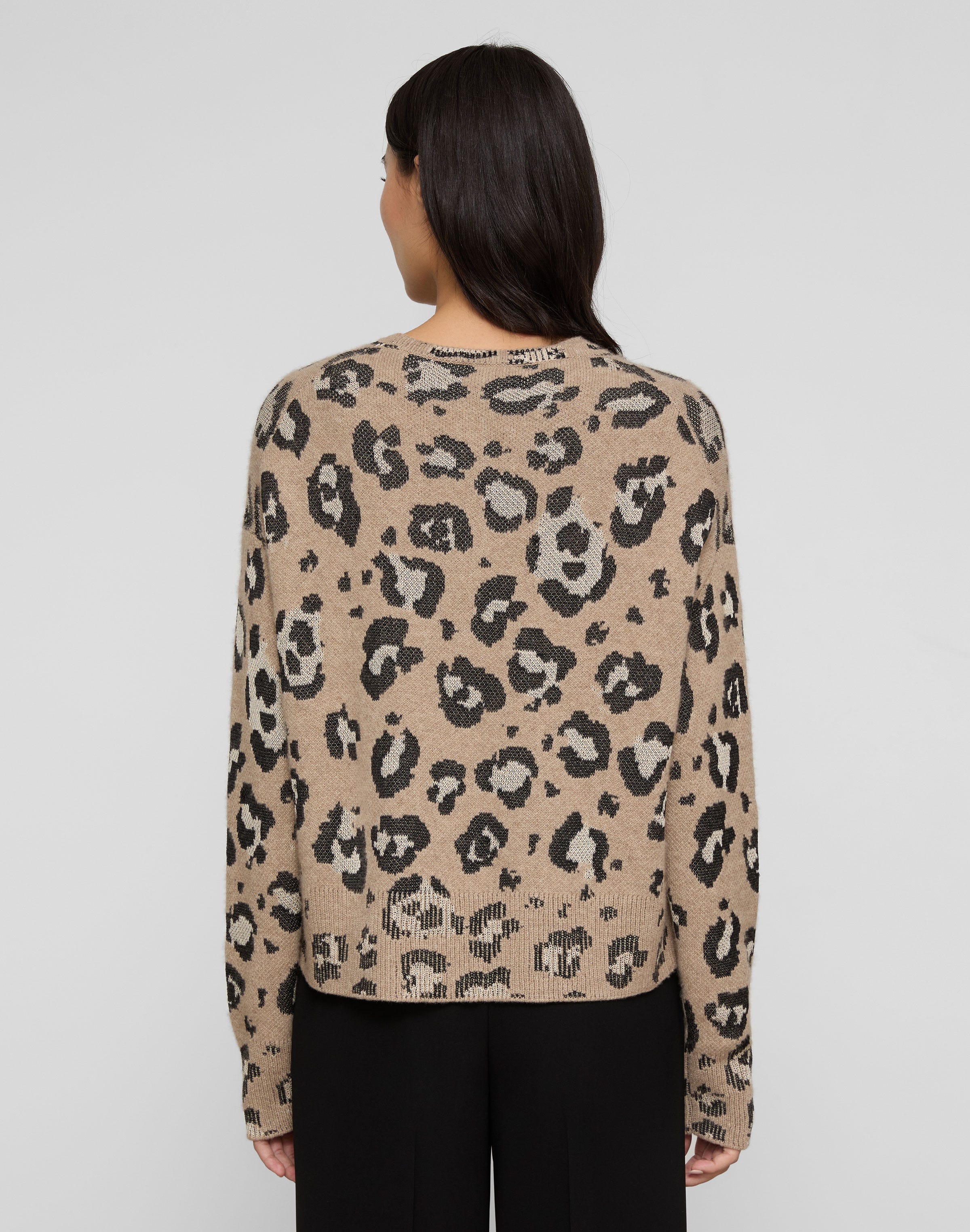 Plus-Size Leopard Jacquard Cashmere-Finespun Voile  Cardigan