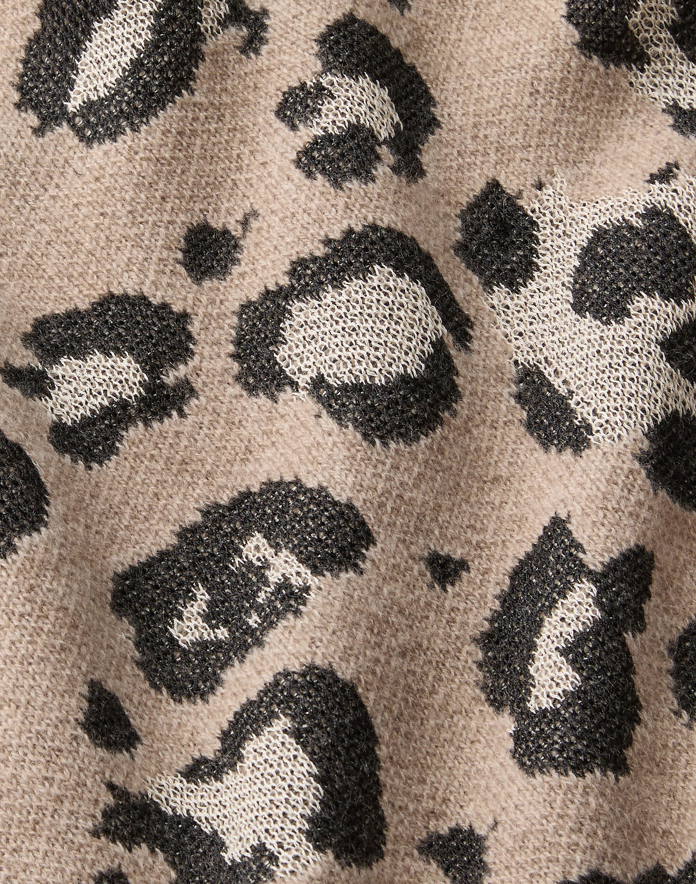 Plus-Size Leopard Jacquard Cashmere-Finespun Voile  Cardigan