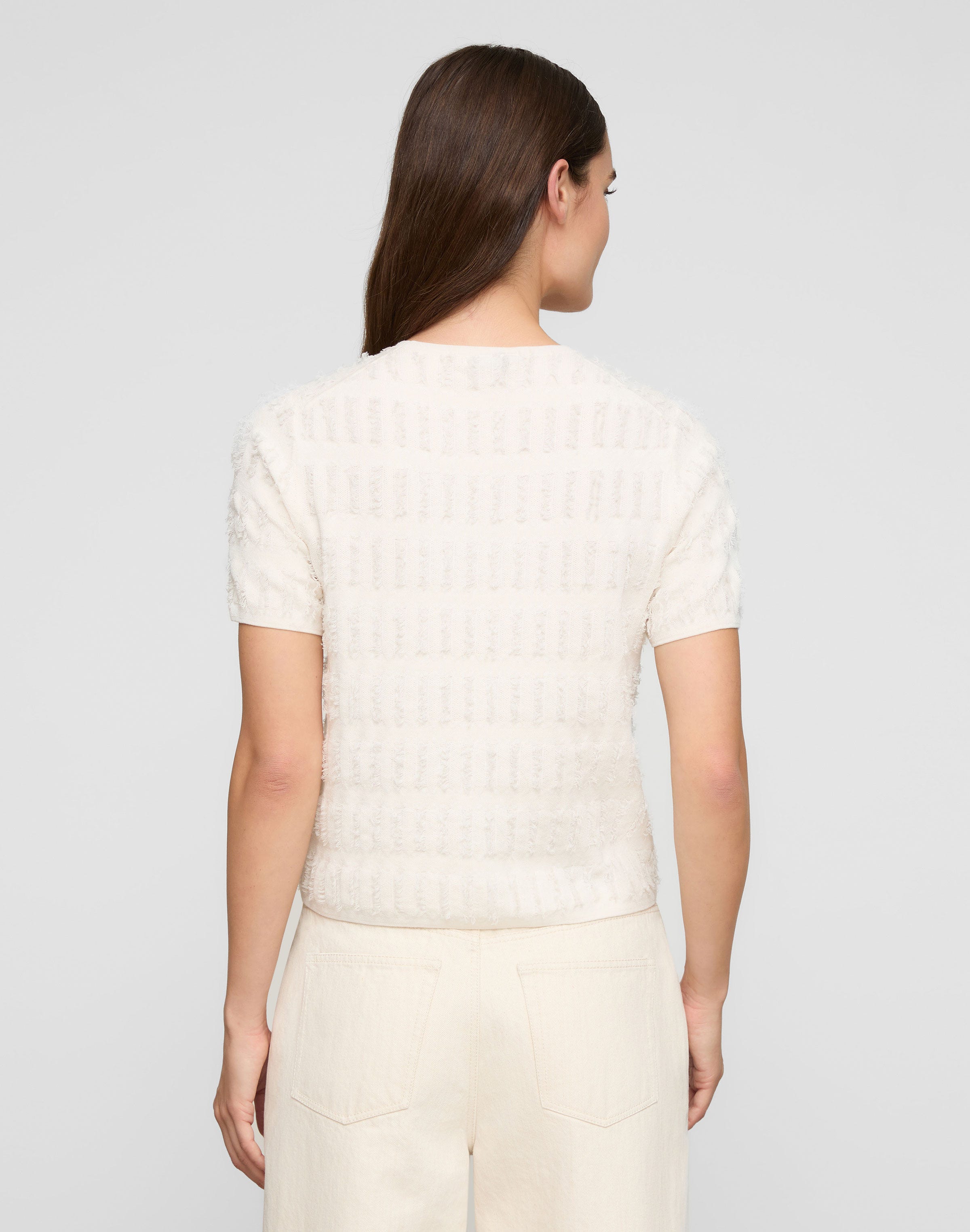 Finespun Voile Fringed Jacquard Sweater