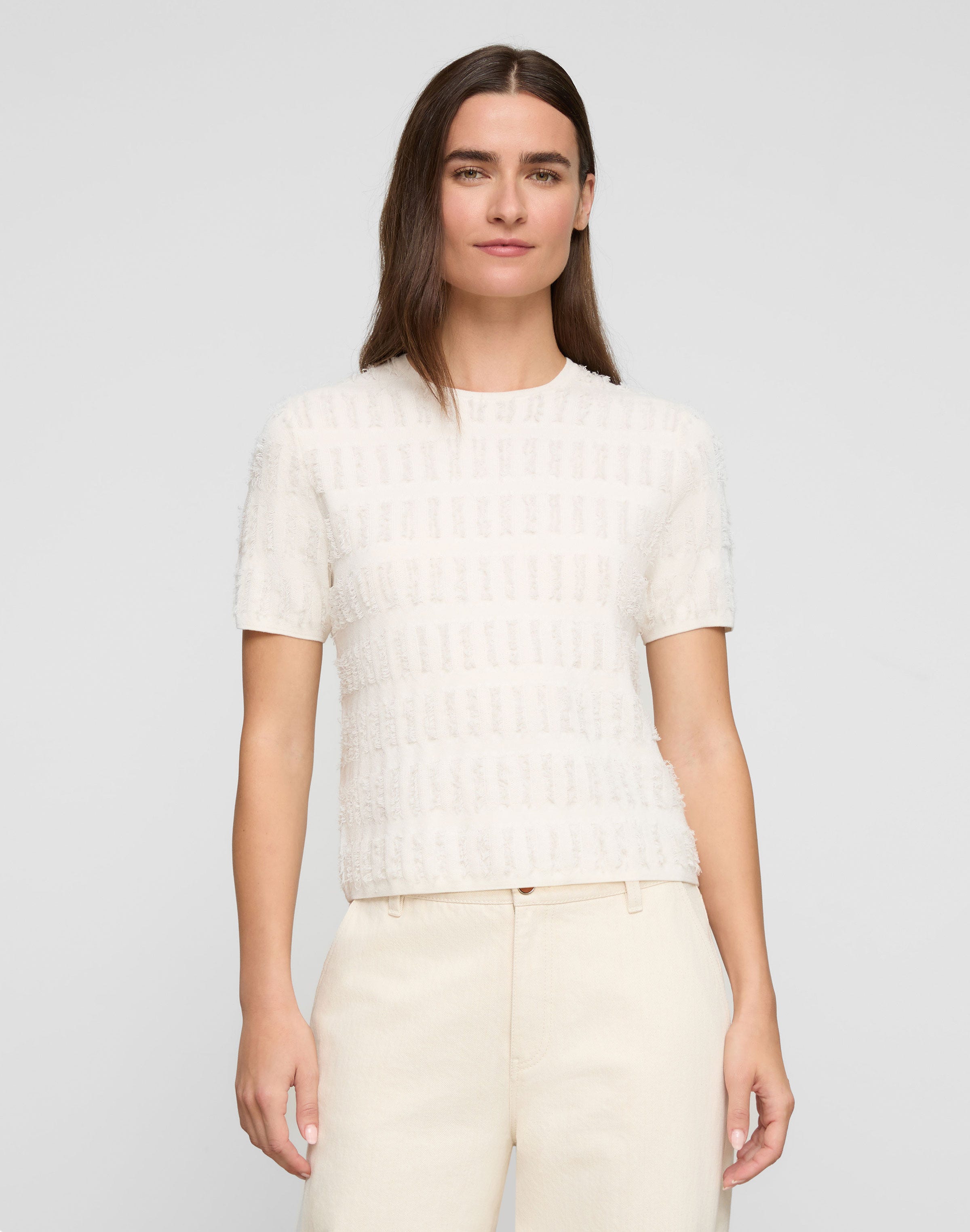 Finespun Voile Fringed Jacquard Sweater