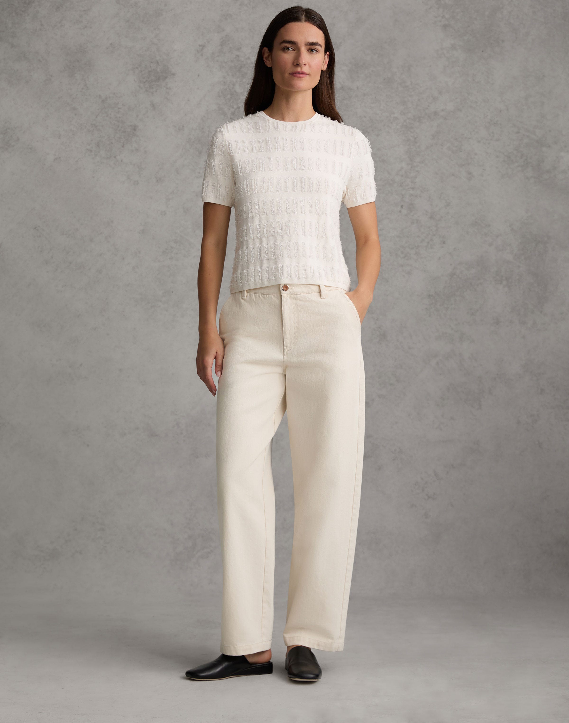 Finespun Voile Fringed Jacquard Sweater