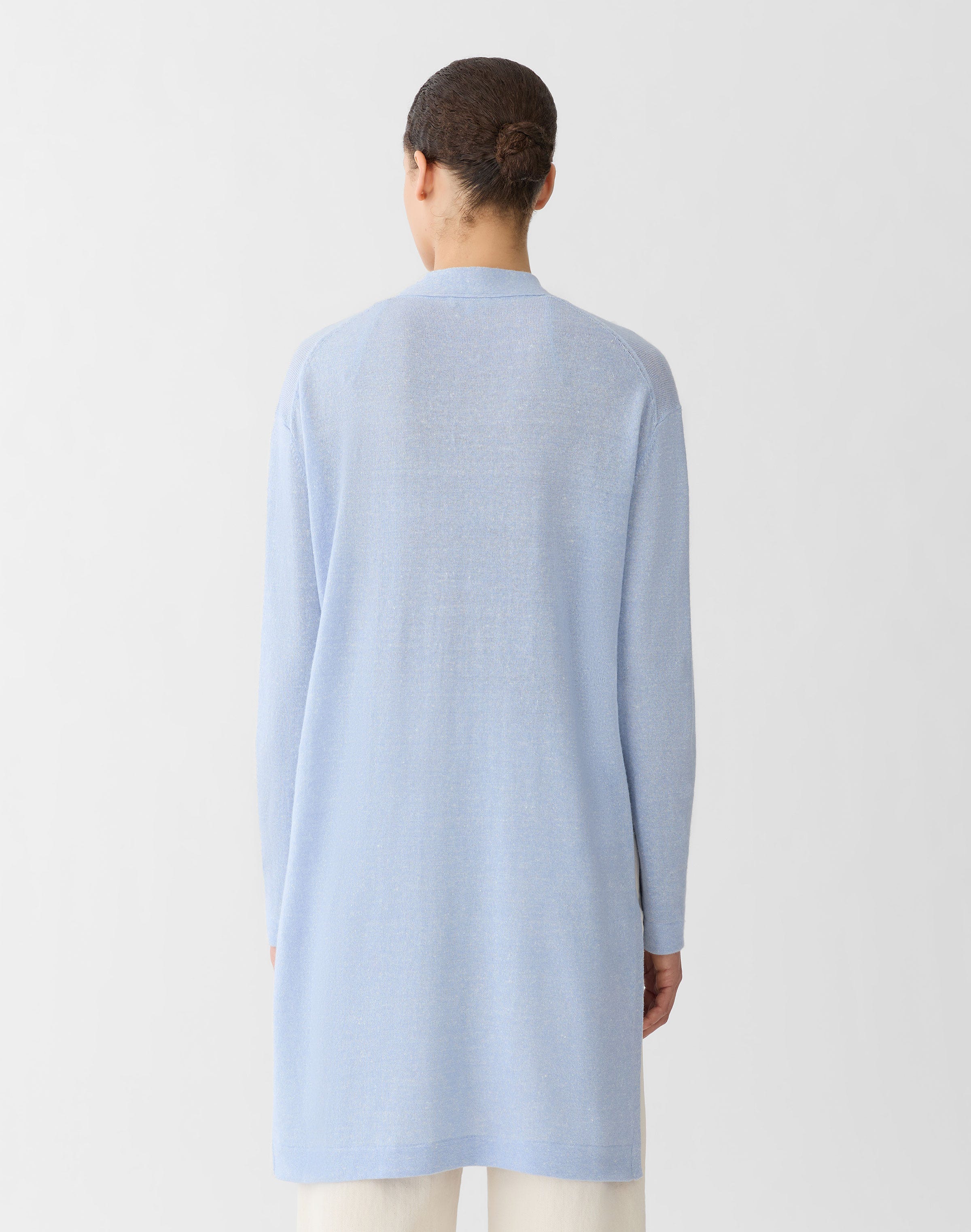 Cashmere-Linen Side Slit Long Cardigan