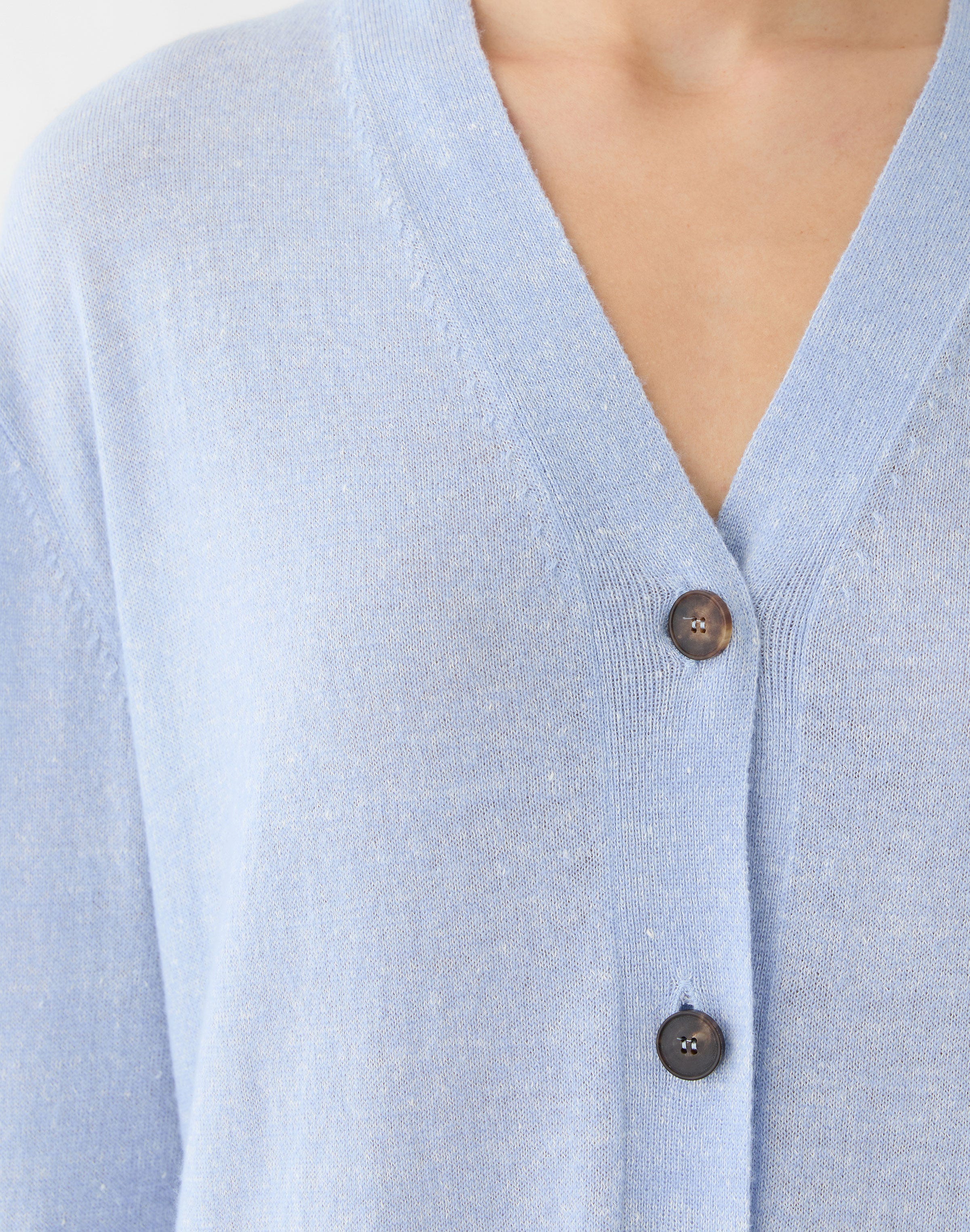 Cashmere-Linen Side Slit Long Cardigan