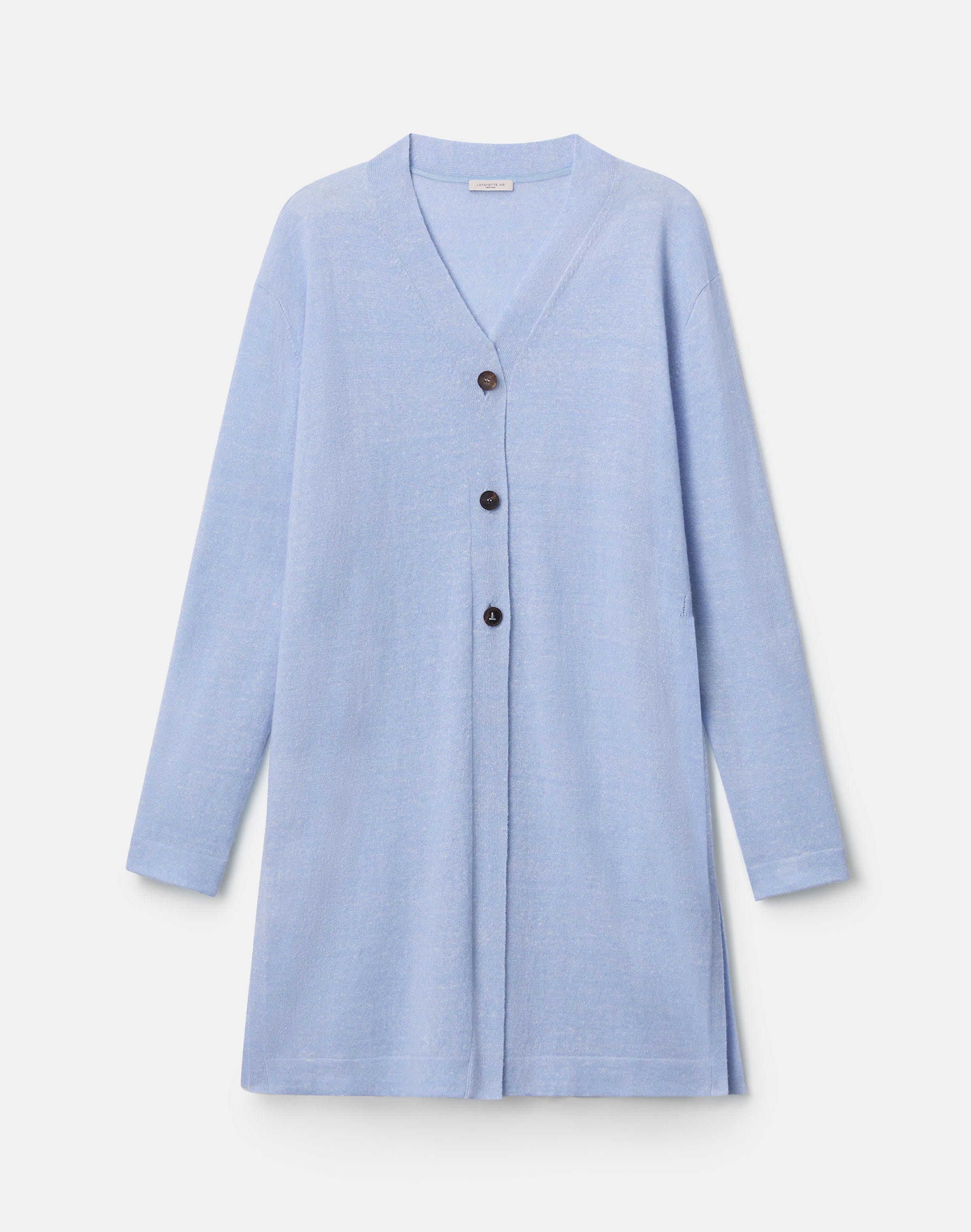 Cashmere-Linen Side Slit Long Cardigan