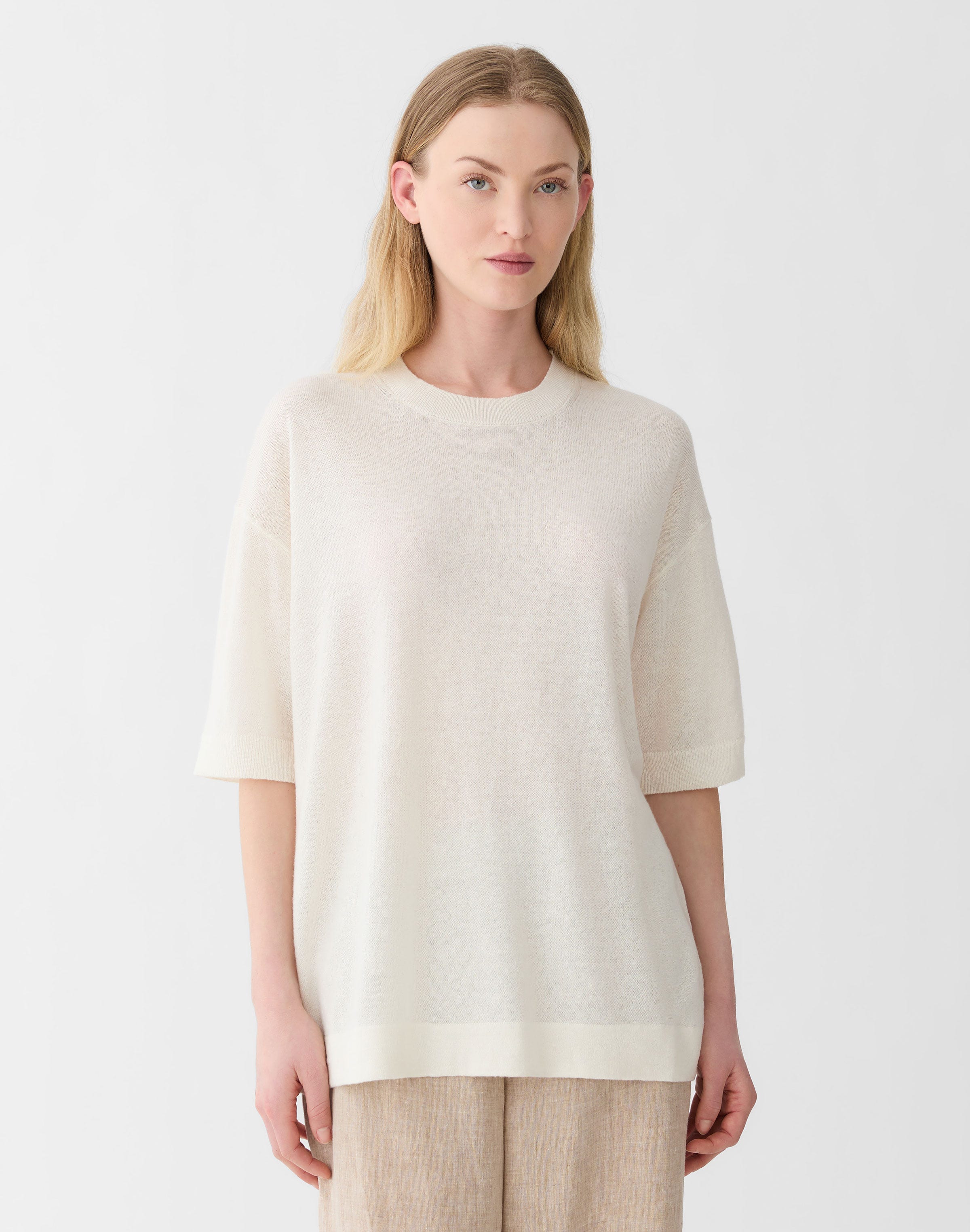 Cashmere-Linen Knit T-Shirt