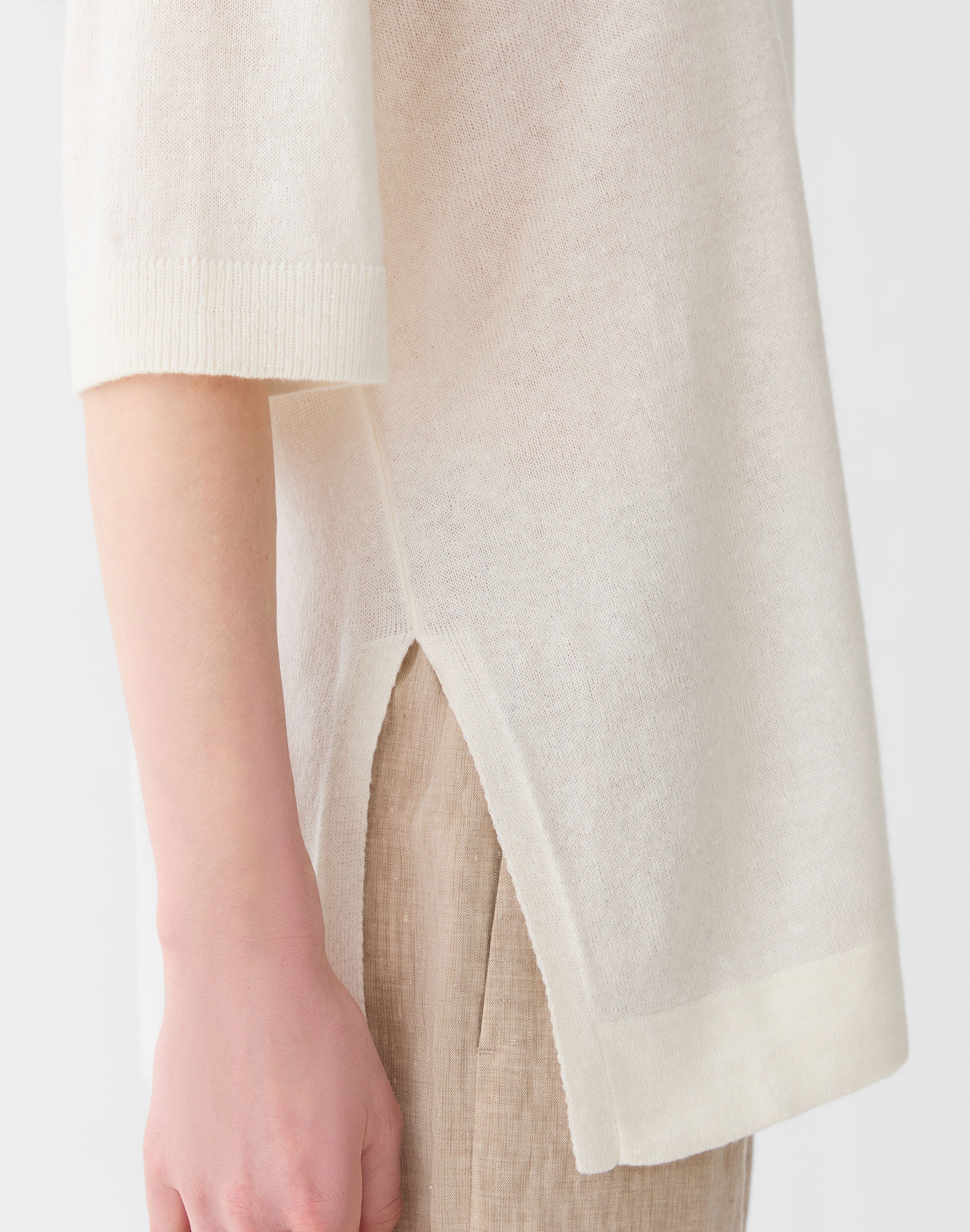 Cashmere-Linen Knit T-Shirt