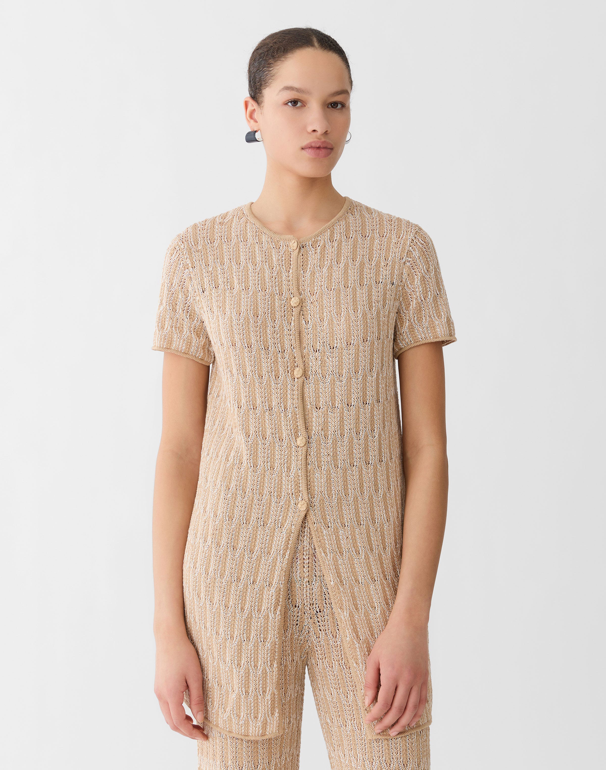 Fine Cotton Rope Lace Stitch Cardigan