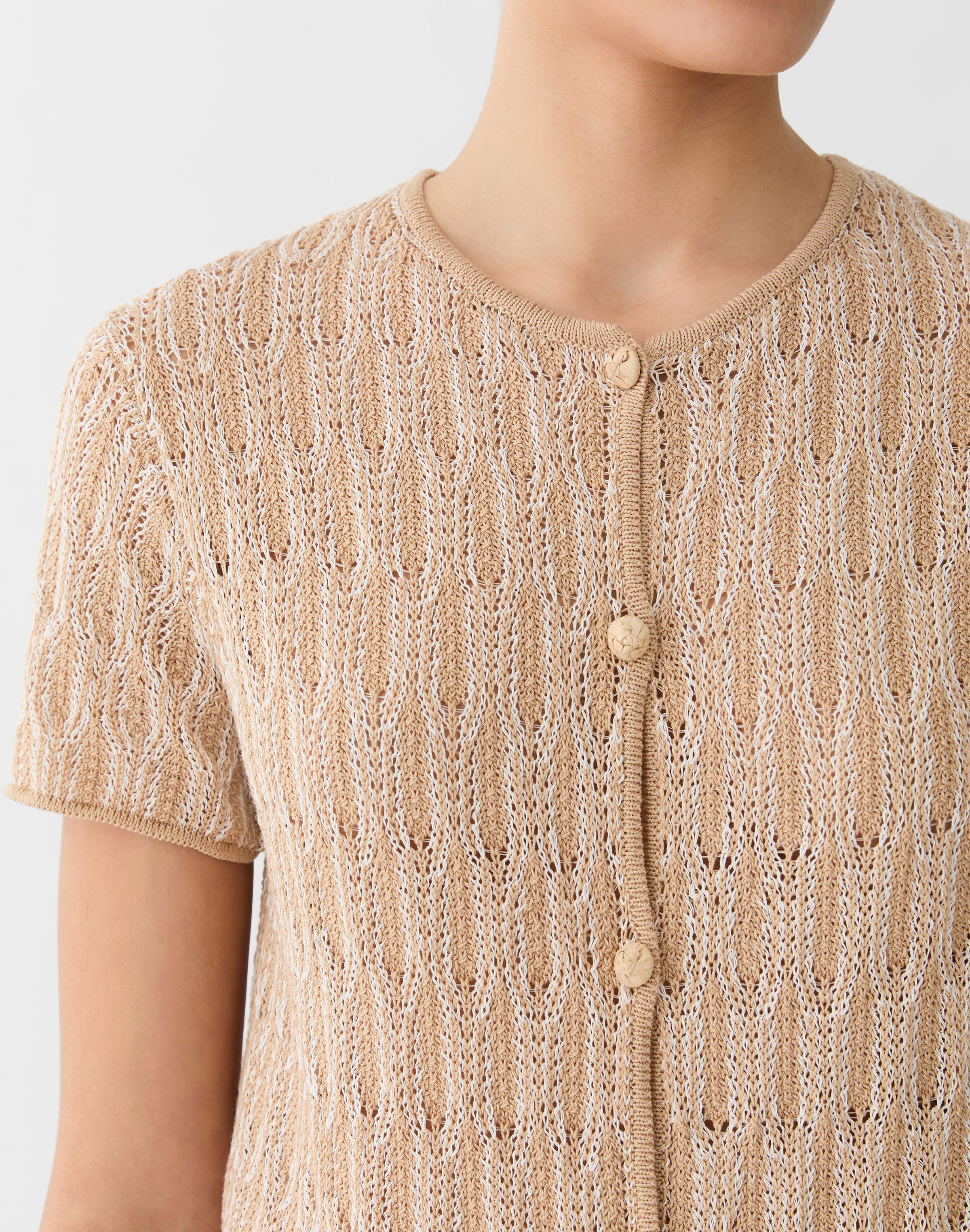 Fine Cotton Rope Lace Stitch Cardigan