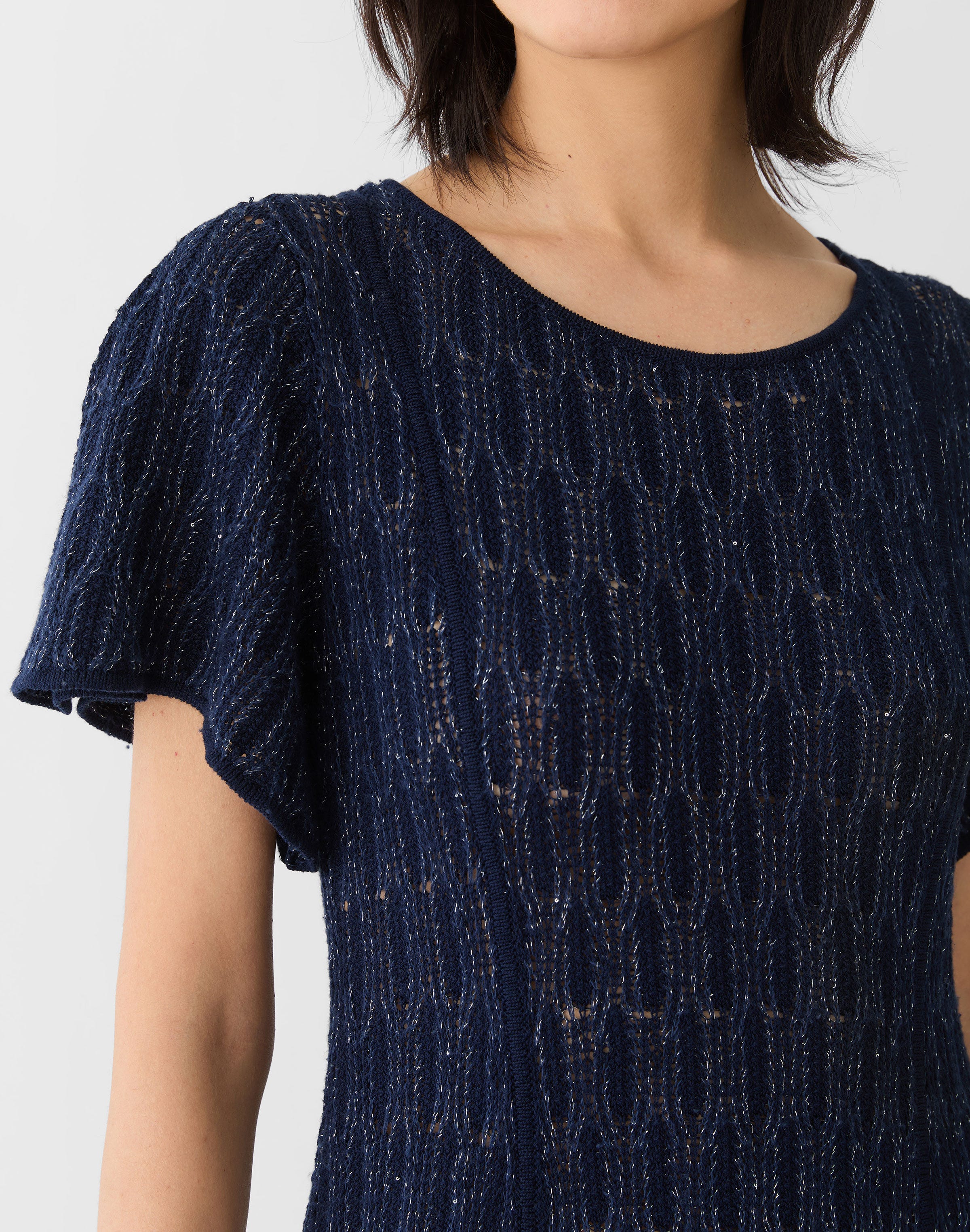 Fine Cotton Rope Sequined Lace Stitch Dress