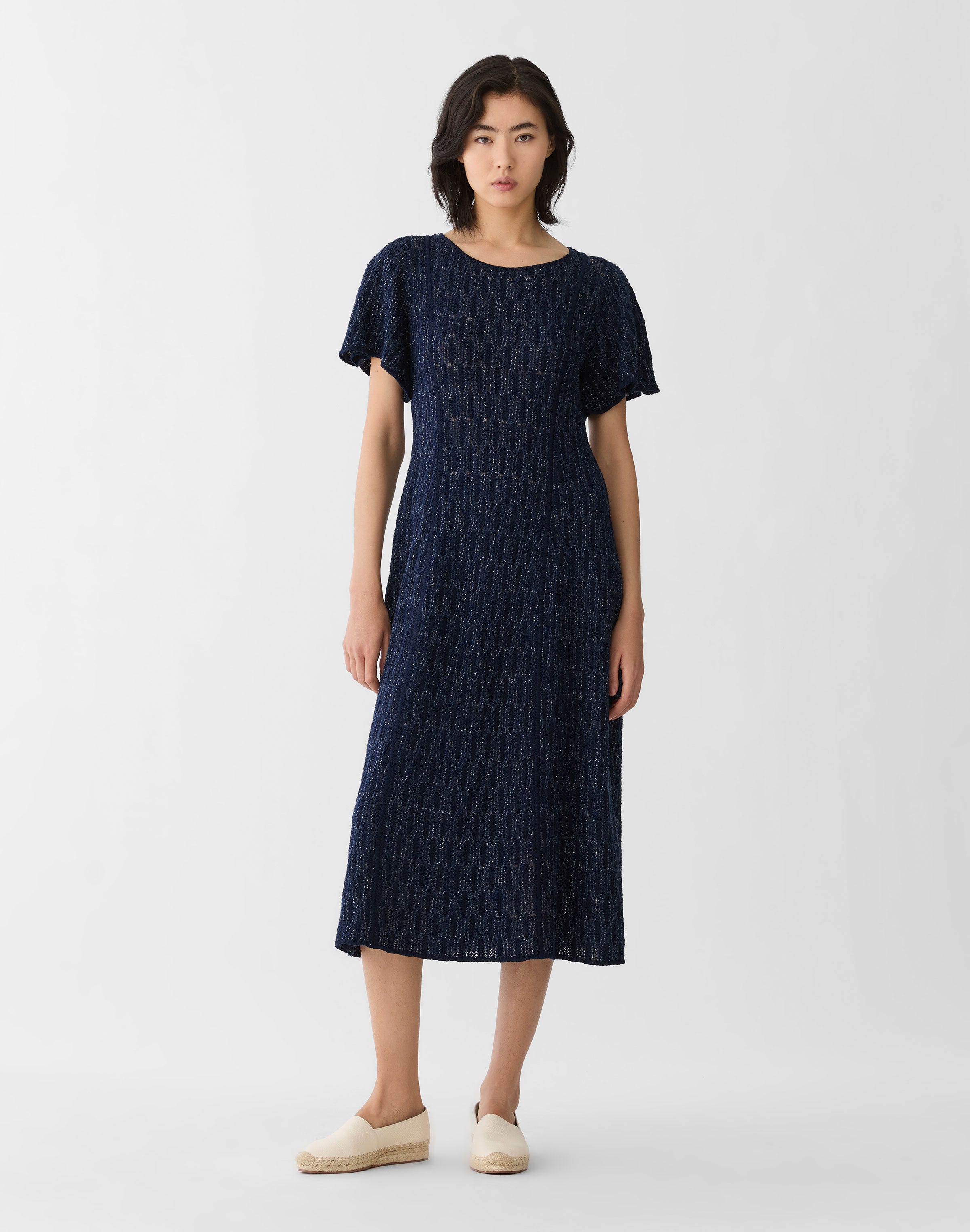 Fine Cotton Rope Sequined Lace Stitch Dress