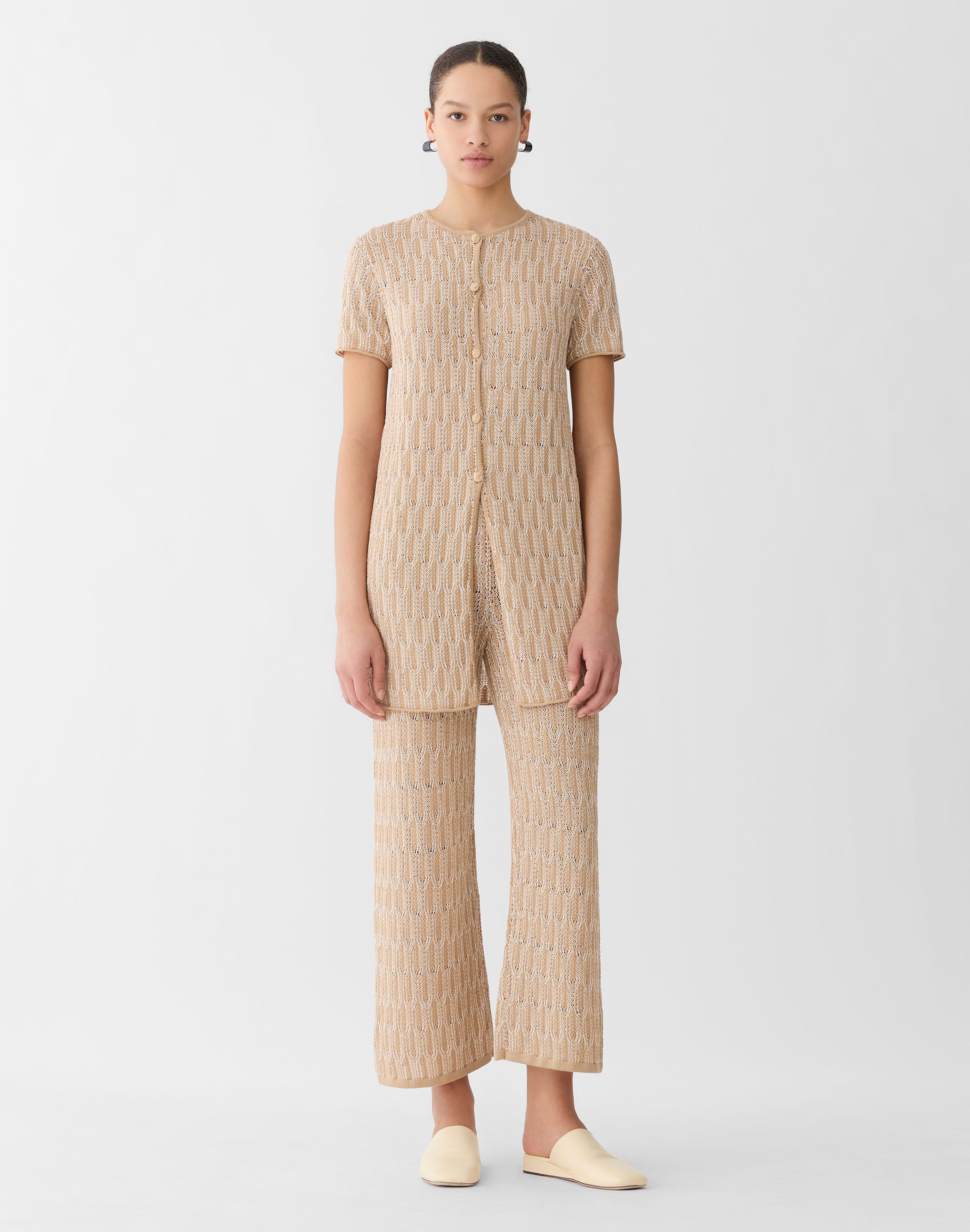 Fine Cotton Rope Lace Stitch Ankle Pant