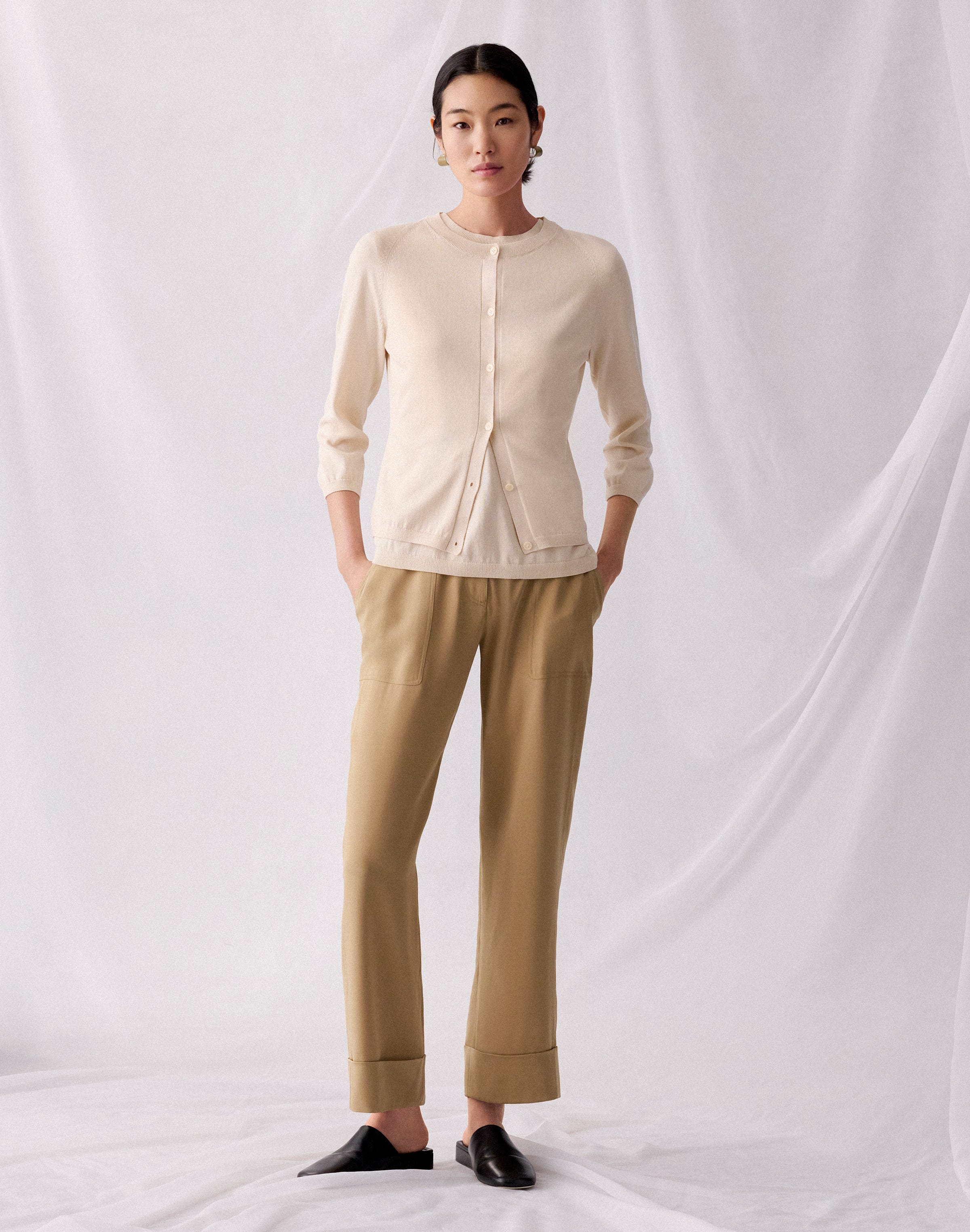Fine Cotton-Silk Cropped Cardigan