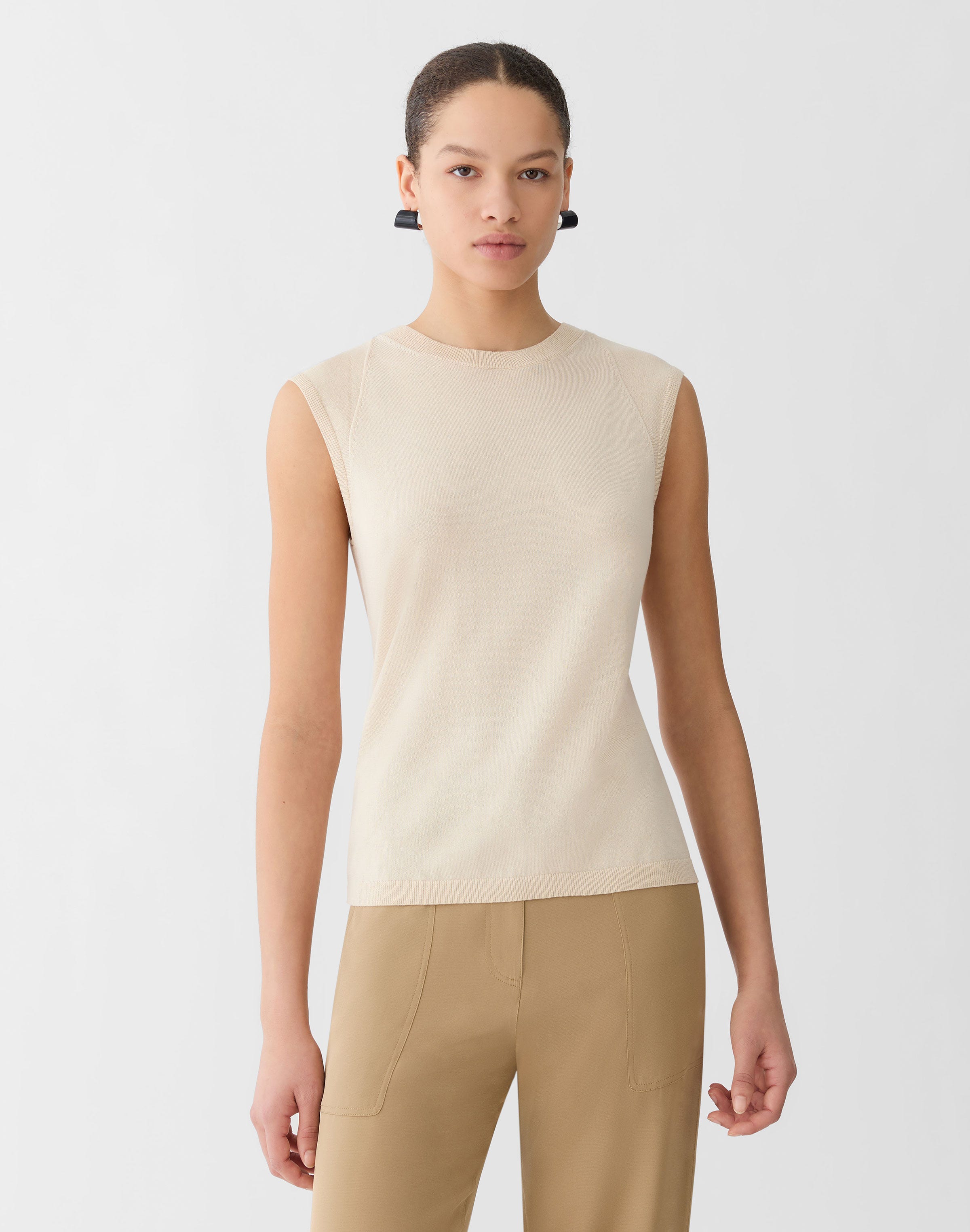 Fine Cotton-Silk Crewneck Shell