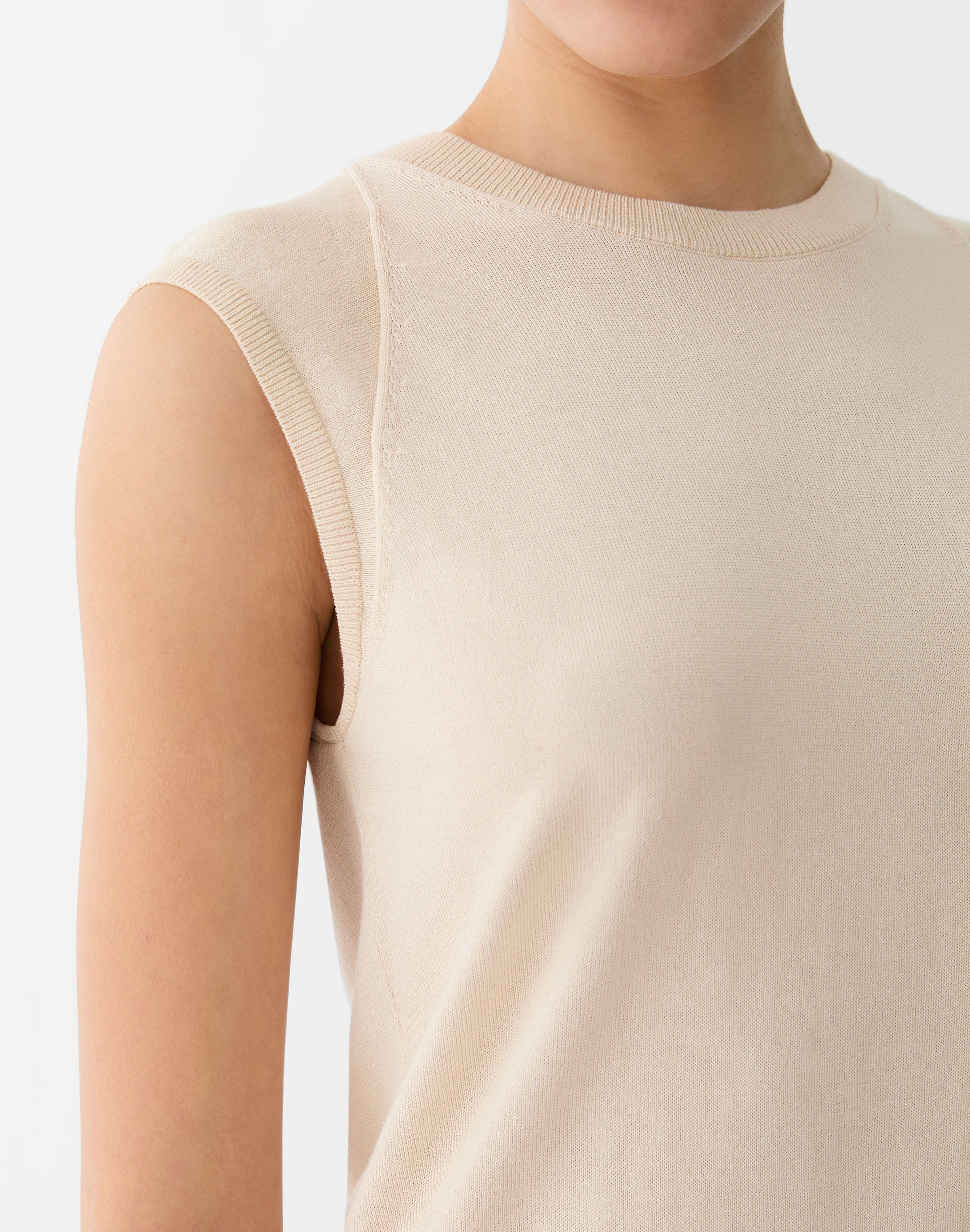Fine Cotton-Silk Crewneck Shell