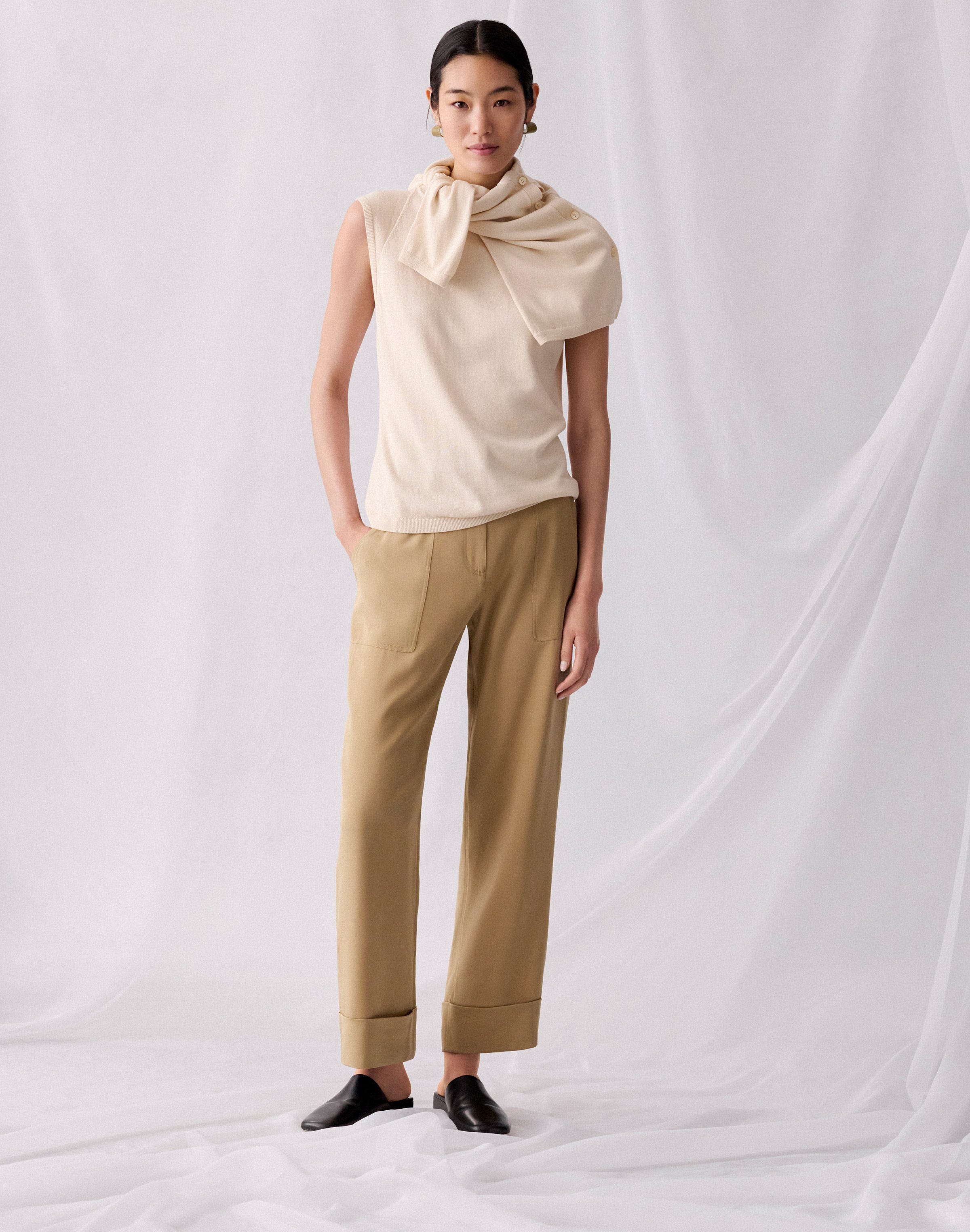 Fine Cotton-Silk Crewneck Shell