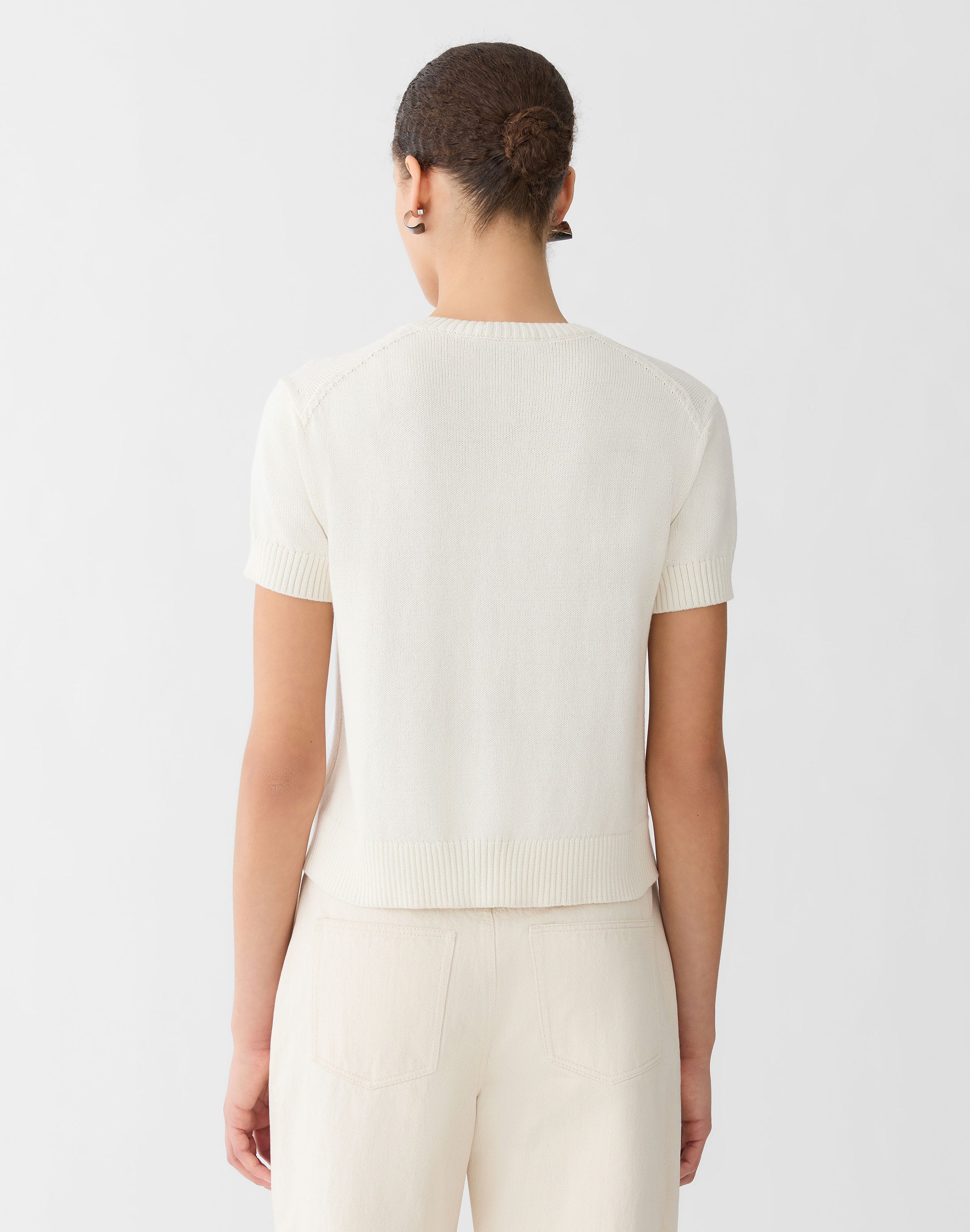 Cotton-Silk Short Sleeve Cardigan