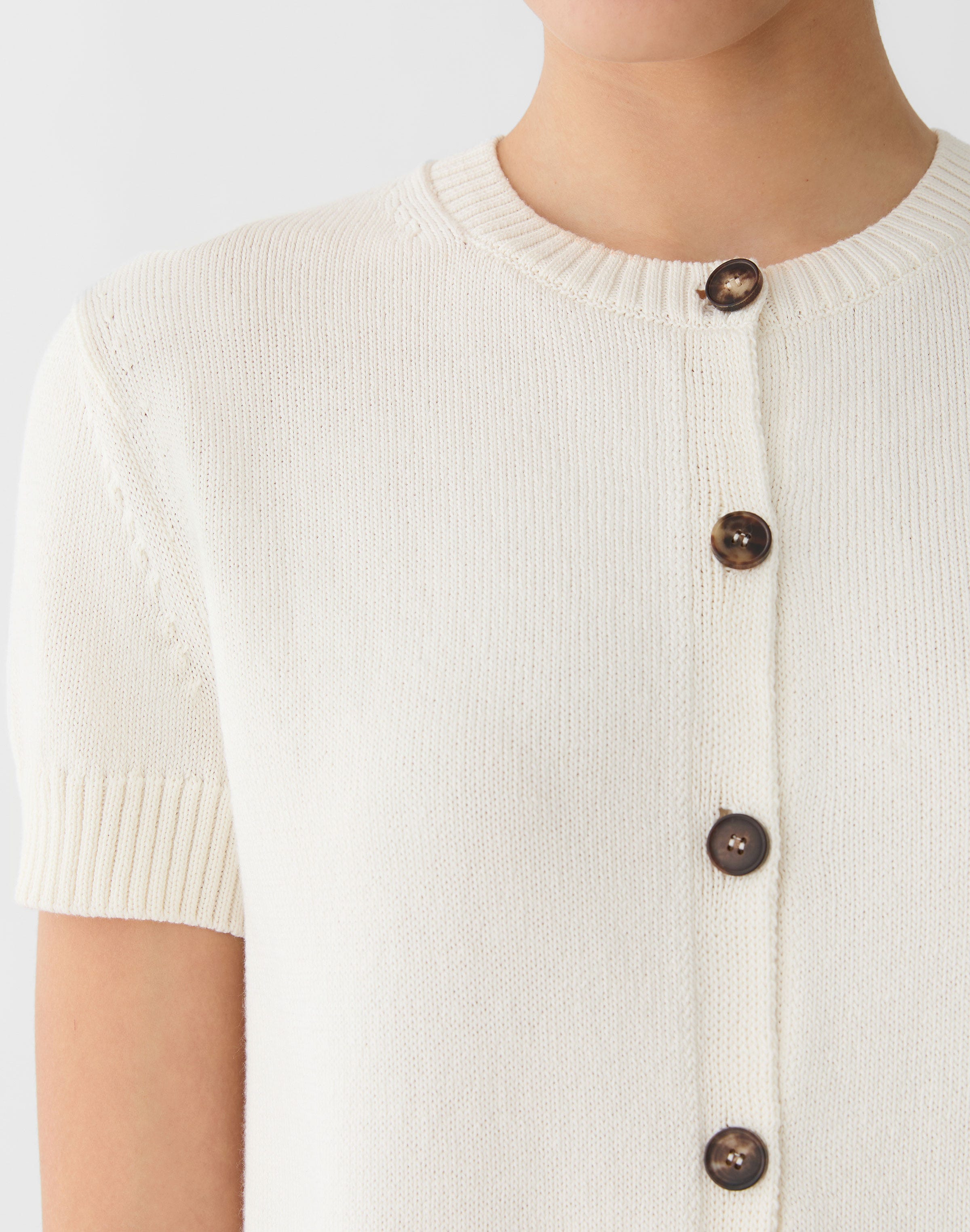Cotton-Silk Short Sleeve Cardigan