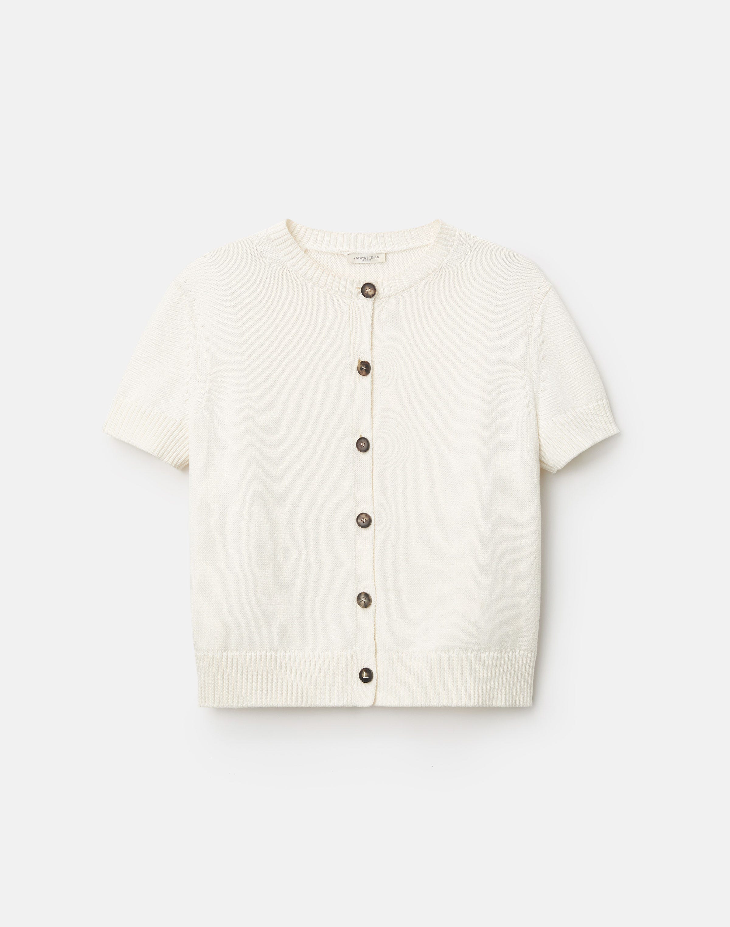 Cotton-Silk Short Sleeve Cardigan