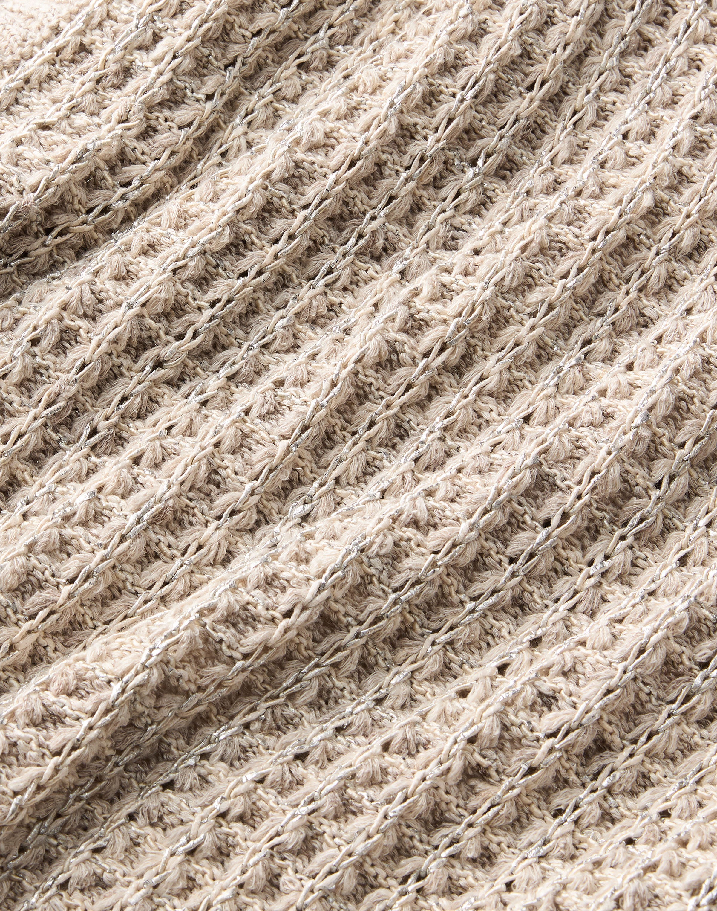 Metallic Flax Linen-Cotton Pointelle Sweater