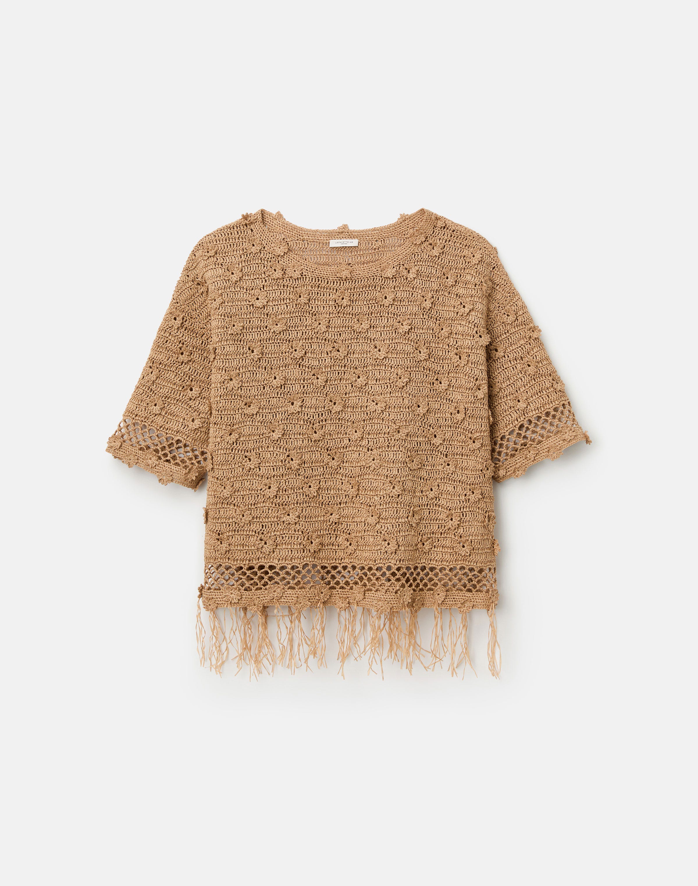 Hand Crocheted Paper Ribbon Floral Sweater