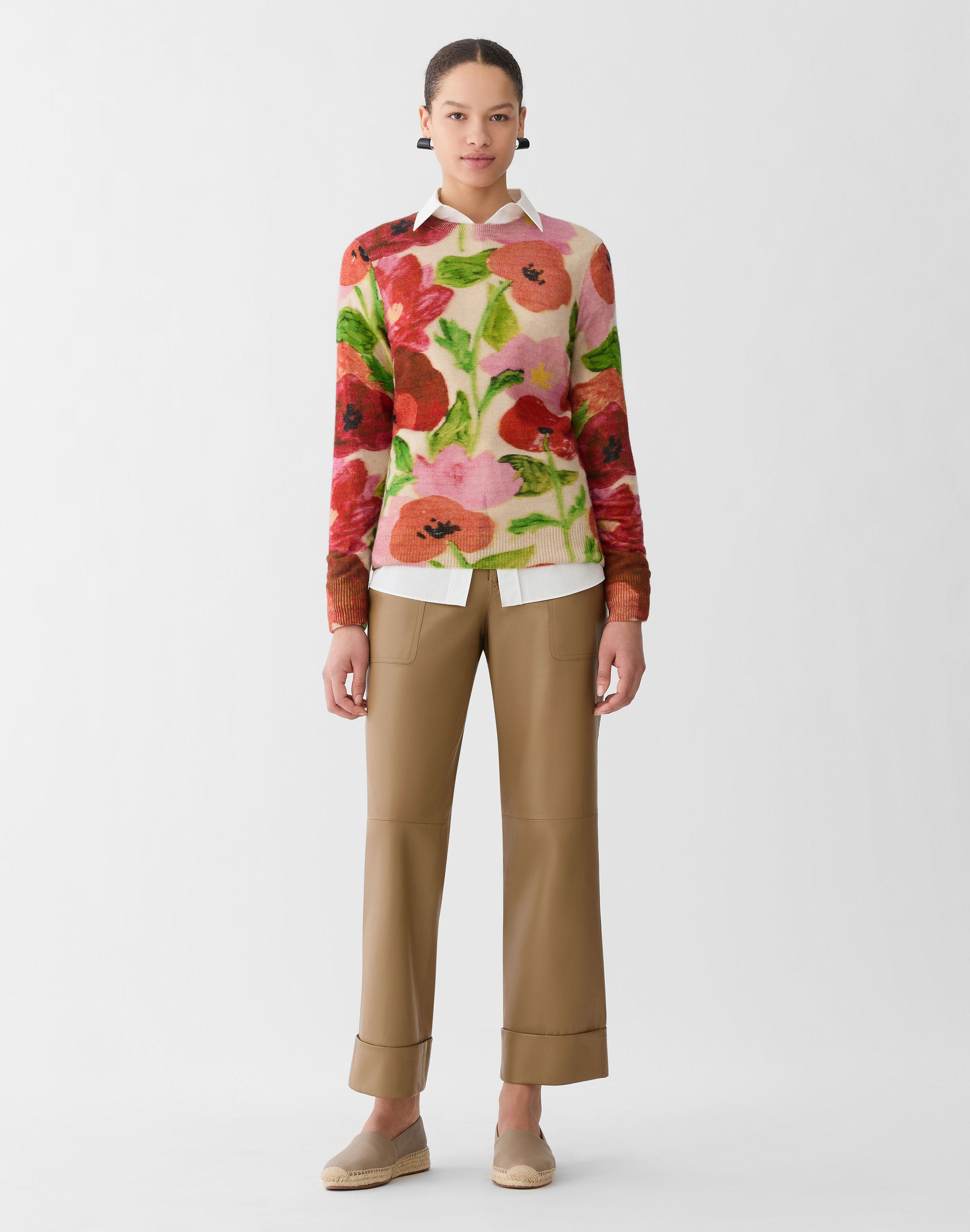 Plus-Size Blossom Print Cashmere Sweater