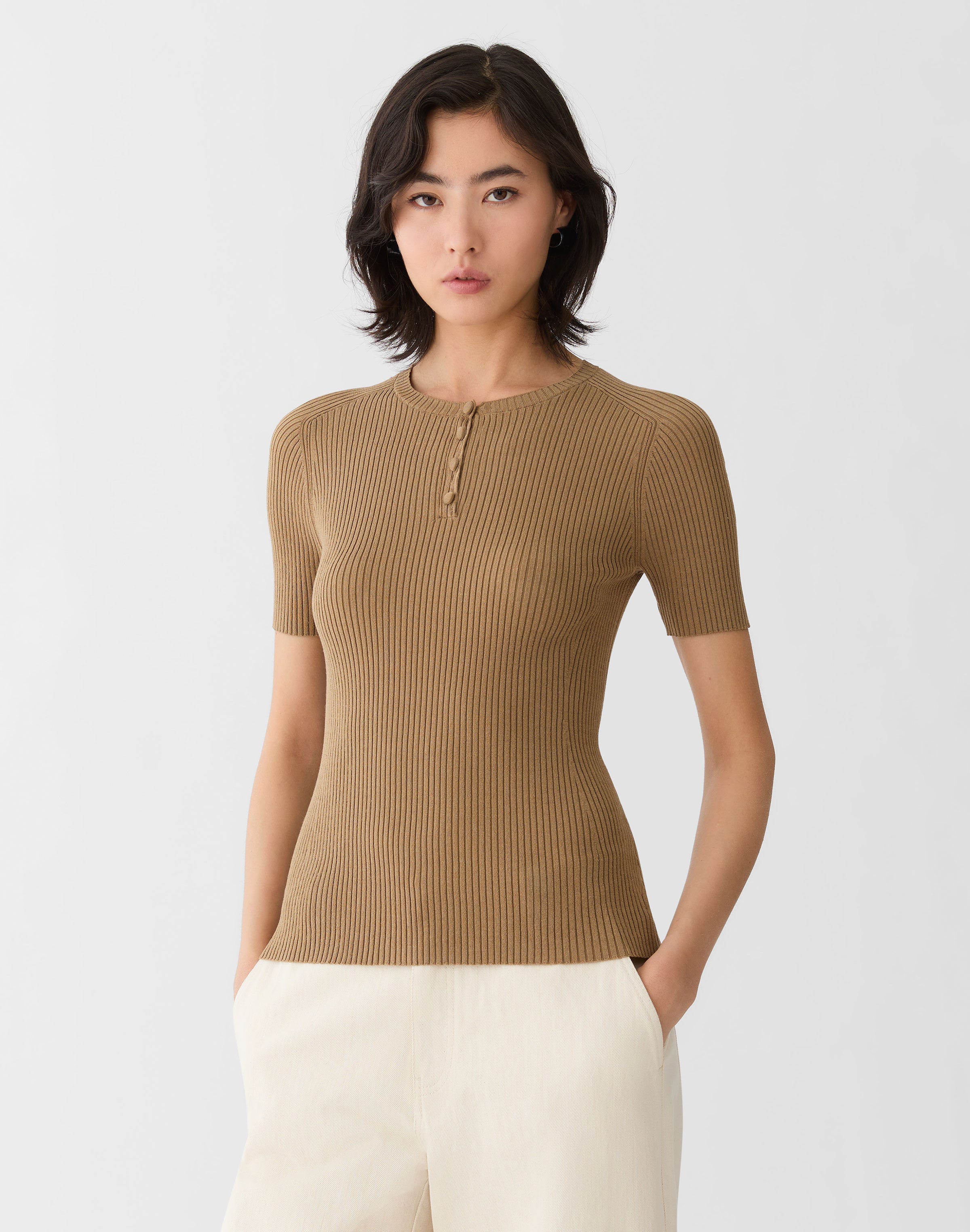 Finespun Voile Ribbed Henely Tee