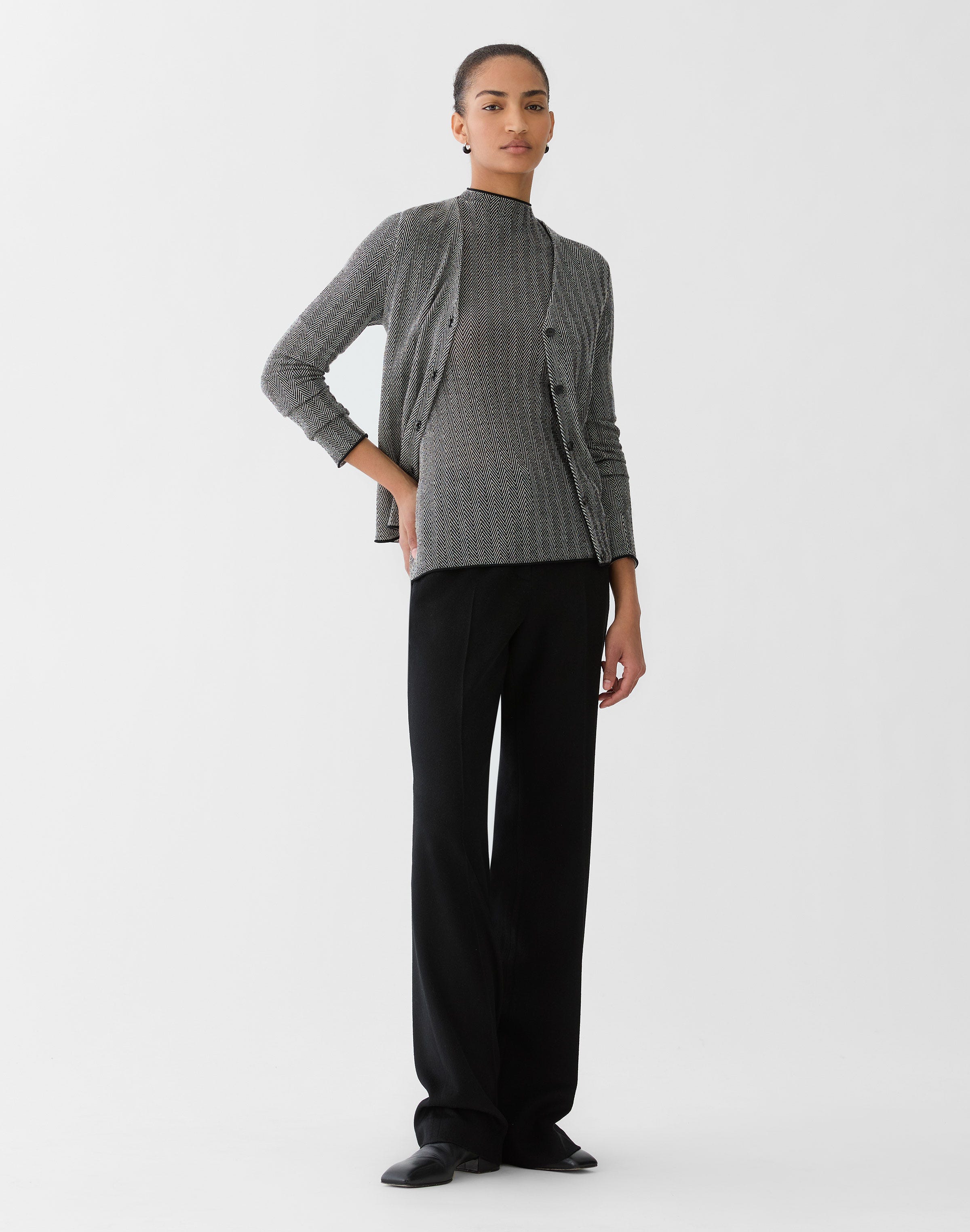 Fine Cashmere Herringbone Jacquard Sweater