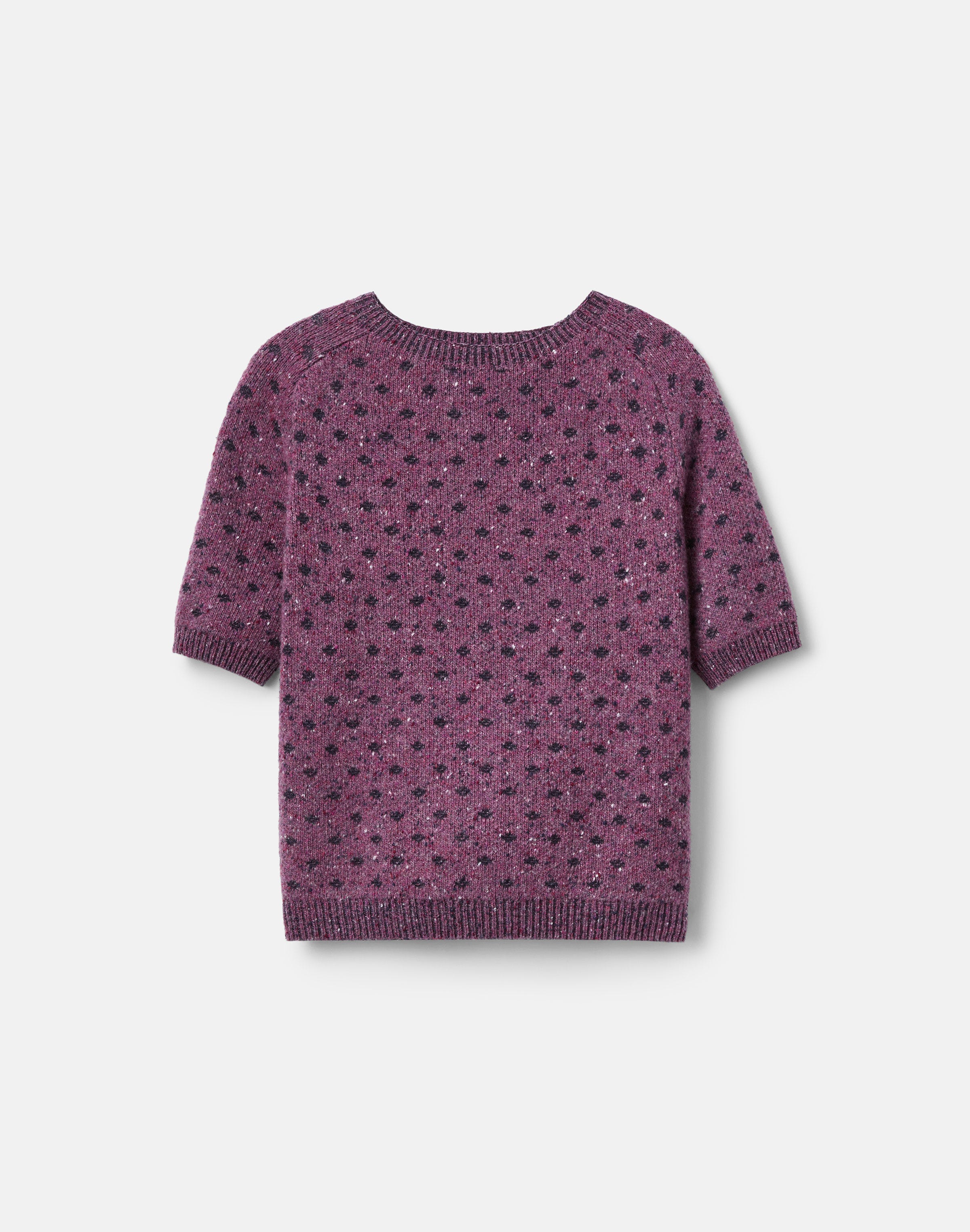 Polka Dot Jacquard Cashmere Donegal Short Sleeve Sweater
