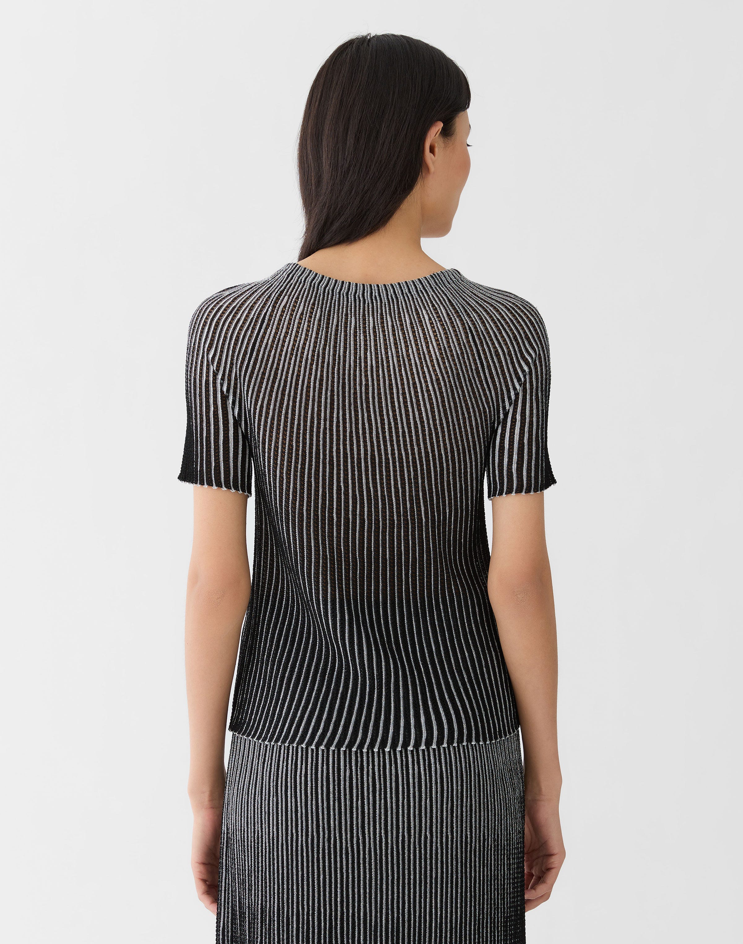 Metallic Shimmer Pointelle Sweater