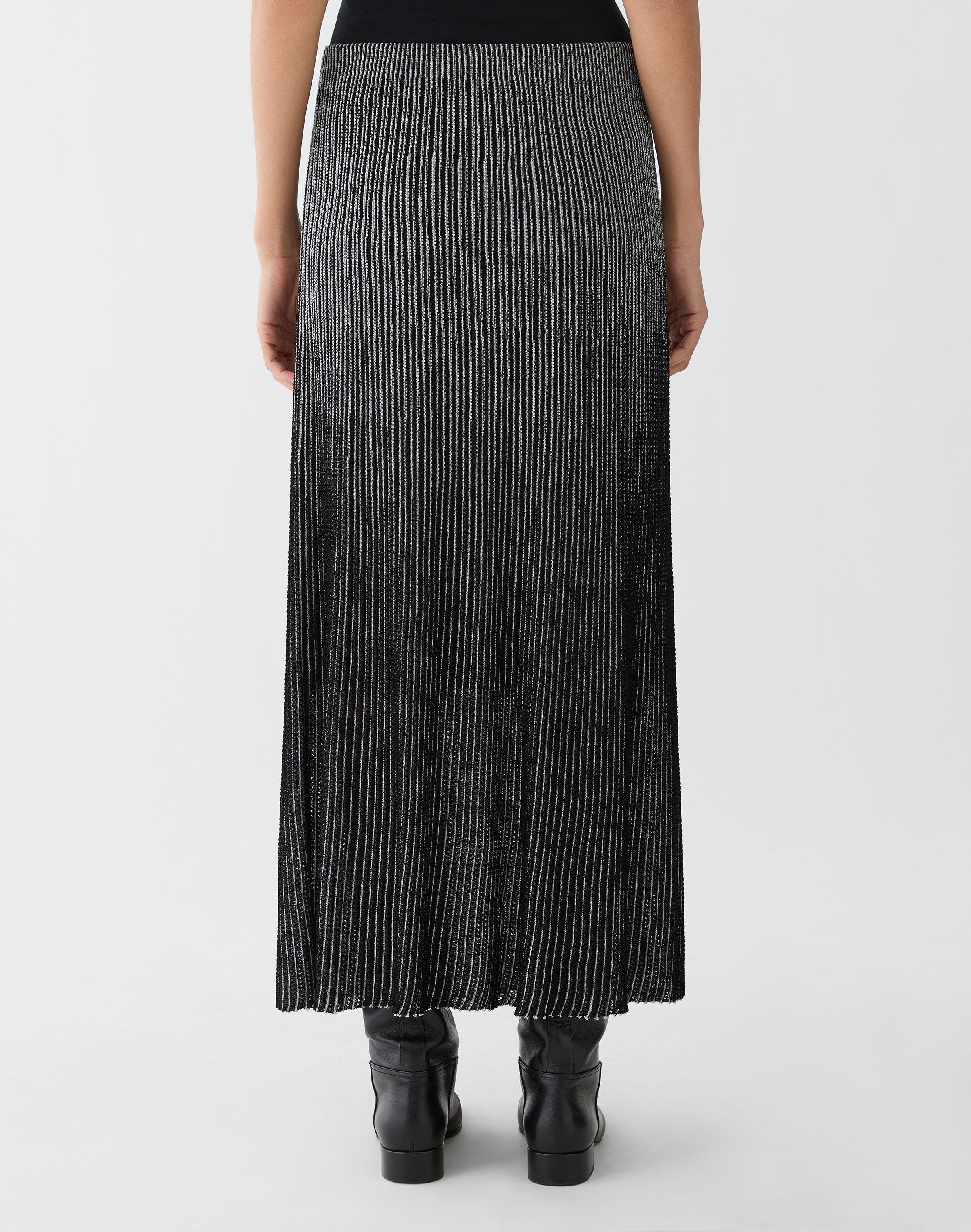 Metallic Shimmer Pointelle Knit Skirt