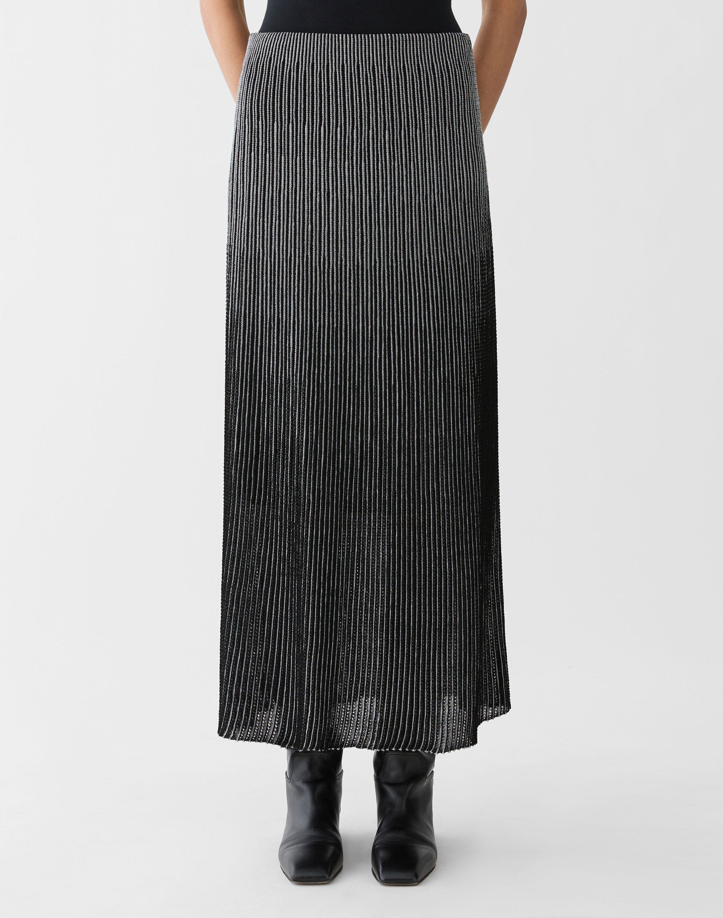 Metallic Shimmer Pointelle Knit Skirt