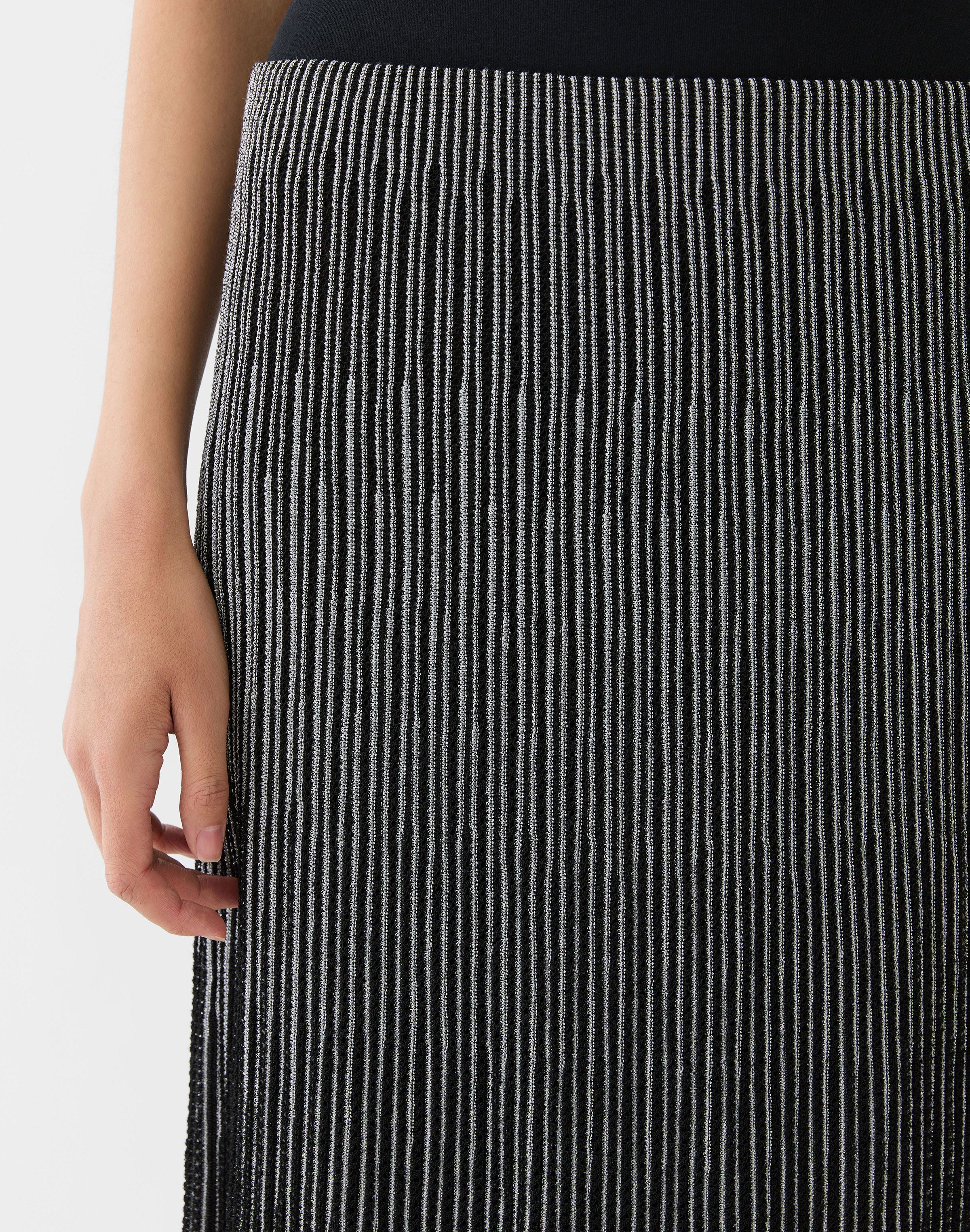 Metallic Shimmer Pointelle Knit Skirt