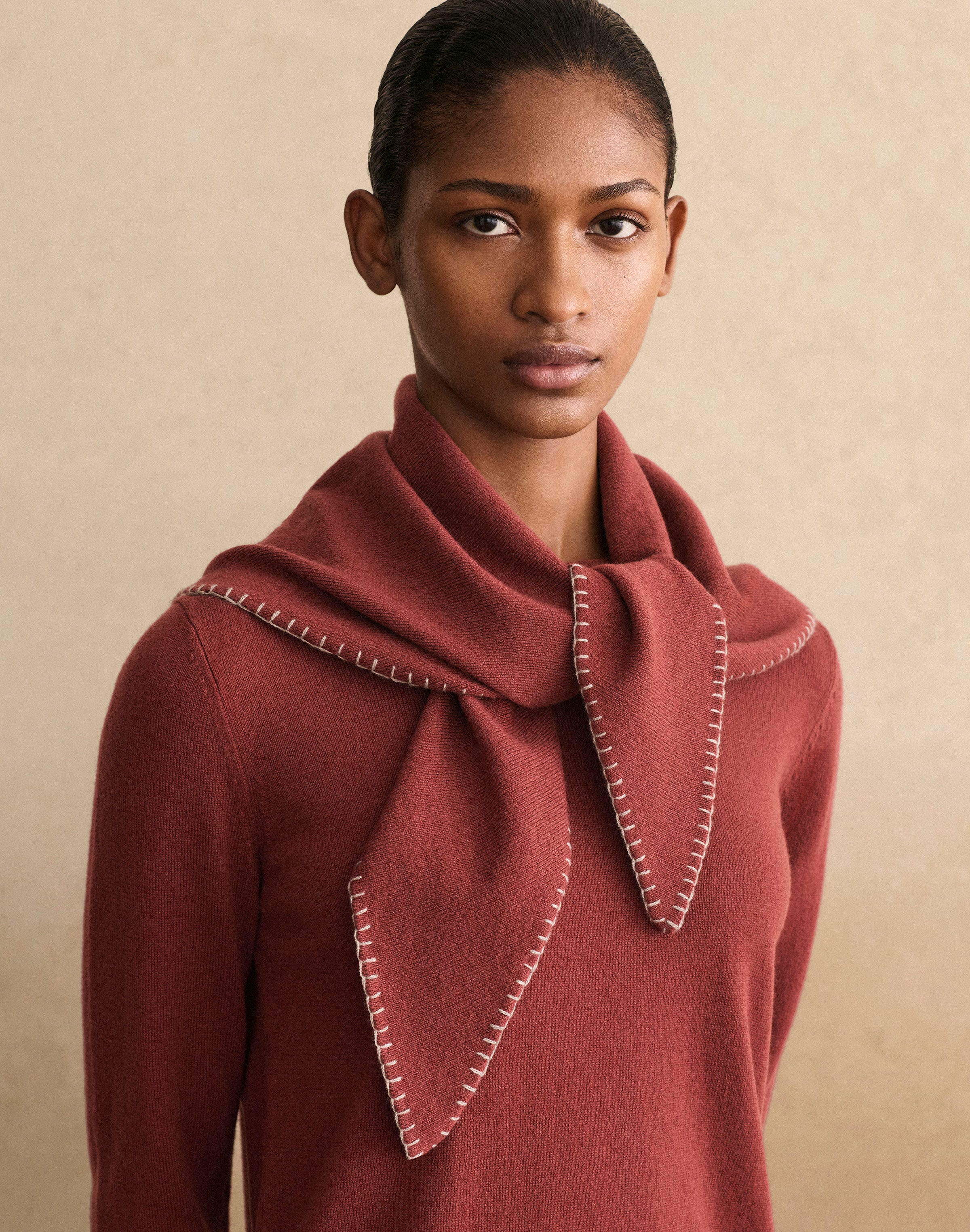 Cashmere Detachable Scarf Sweater