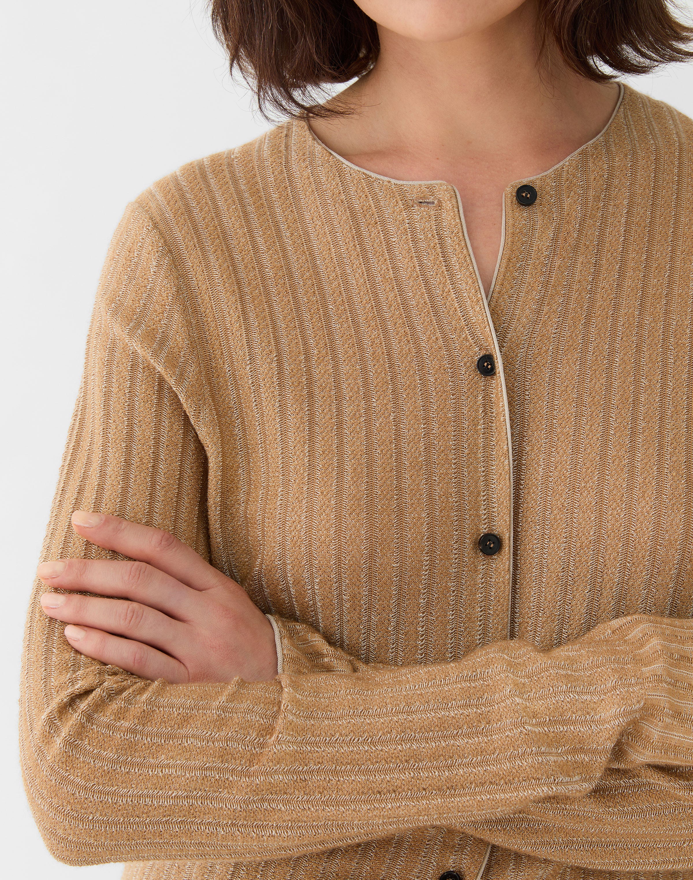 Stripe Jacquard Cashmere-Viscose Cardigan