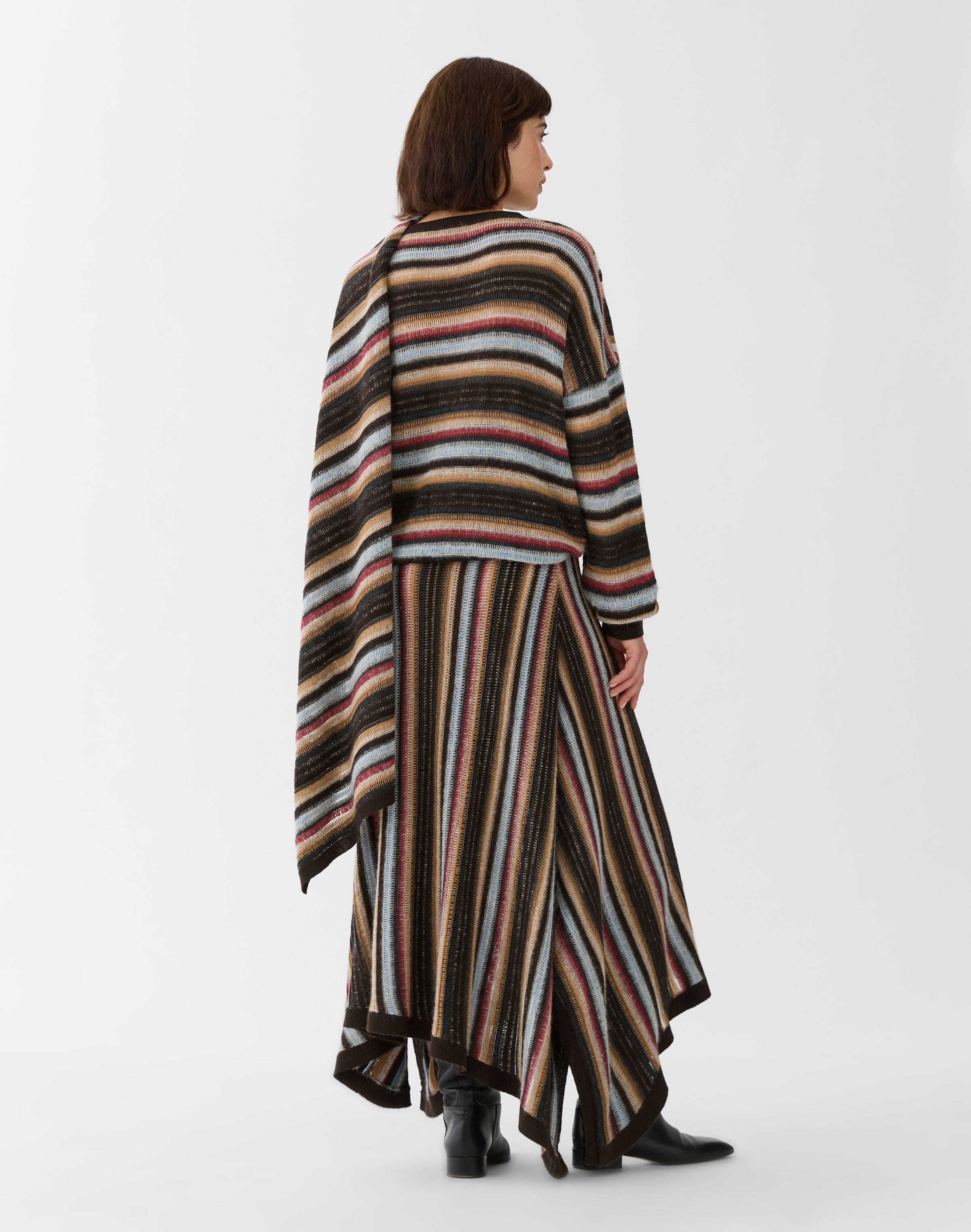 Horizon Stripe Cashmere-Wool Alpaca Wrap Scarf Sweater