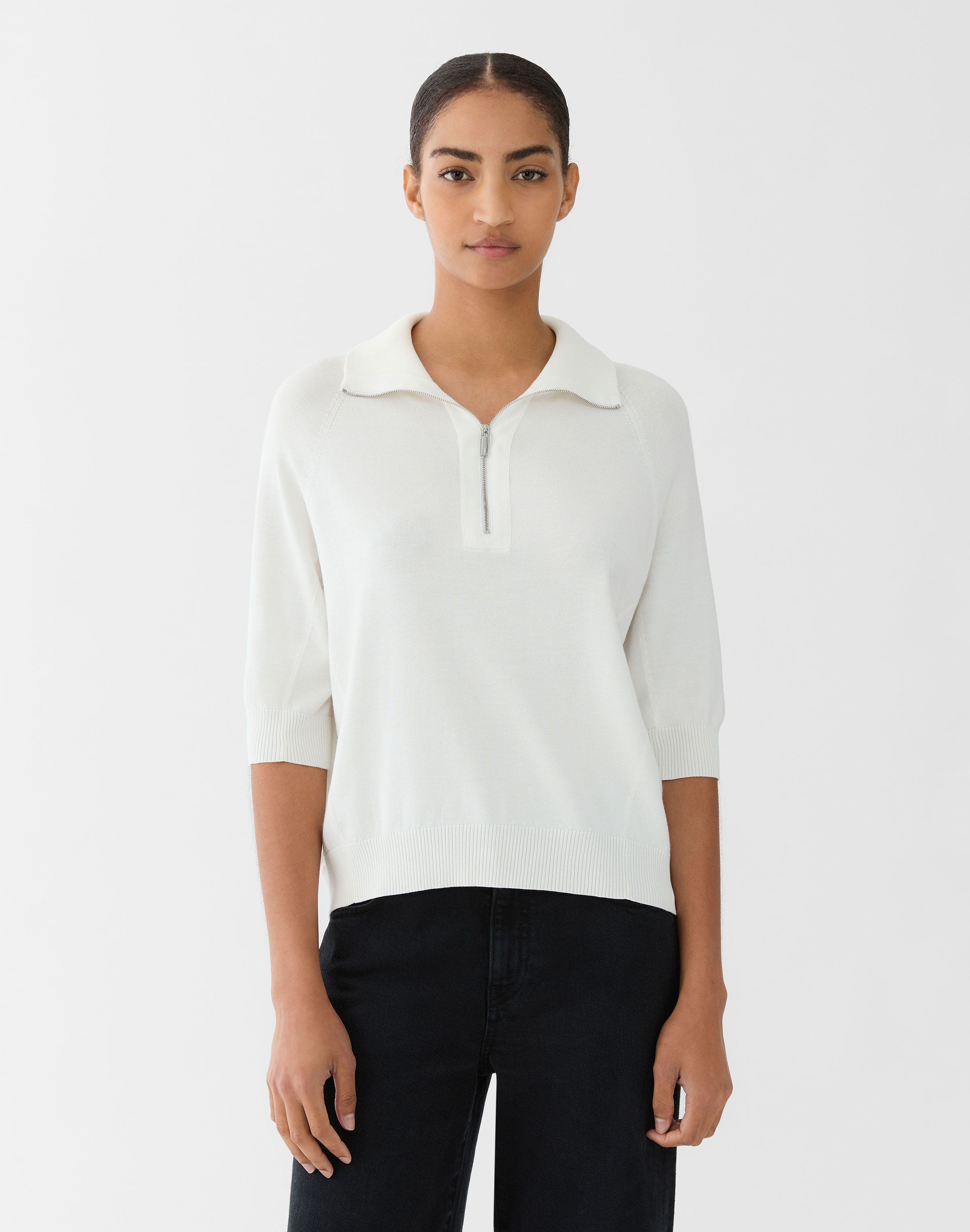 Responsible Matte Crepe Half Zip Sweater