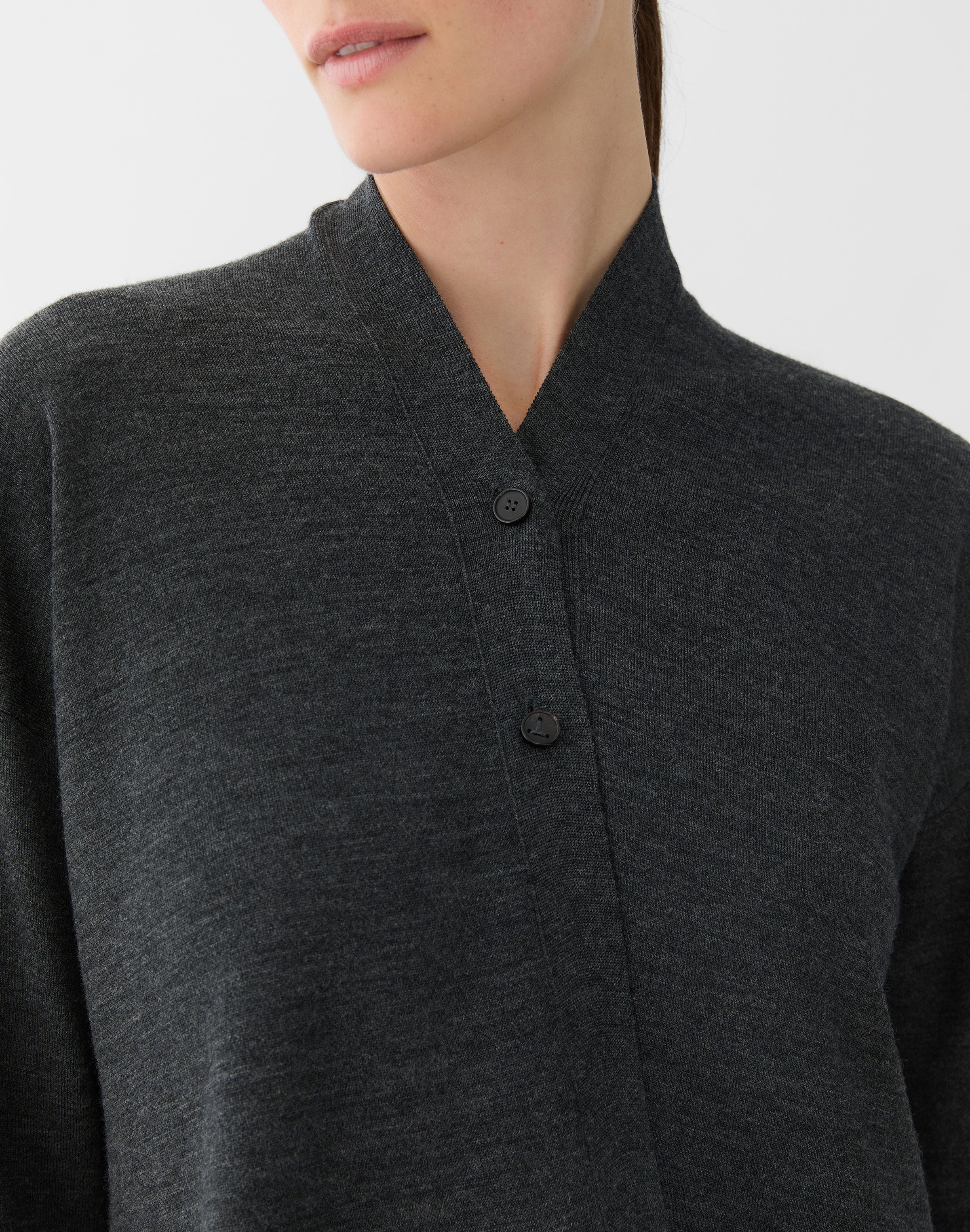 Superfine Merino Wool Double Knit Convertible Wrap Cardigan