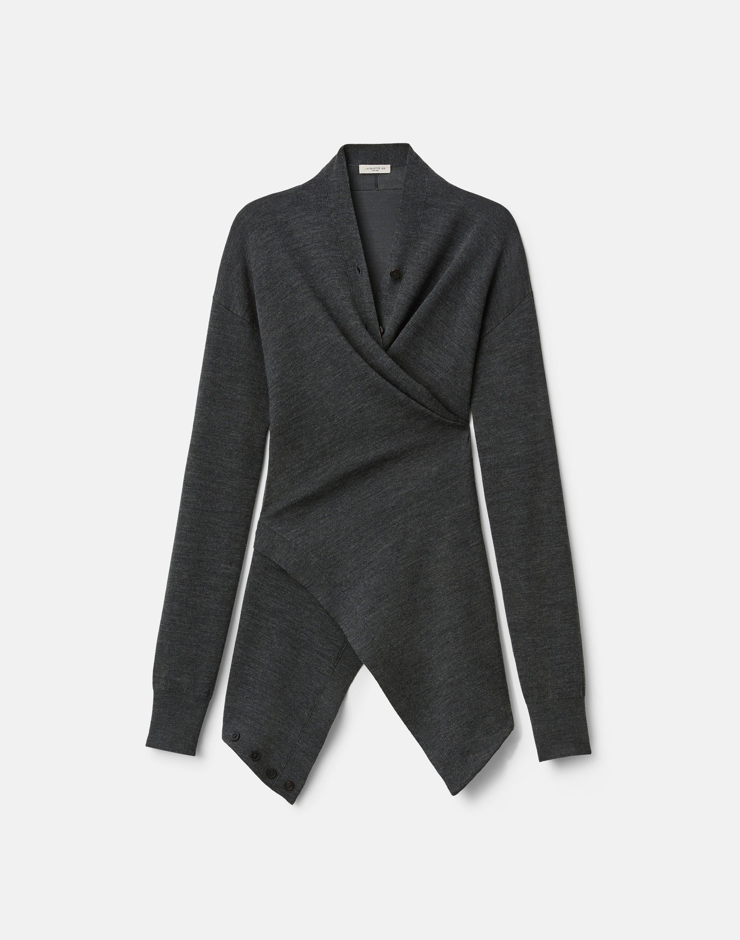 Superfine Merino Wool Double Knit Convertible Wrap Cardigan