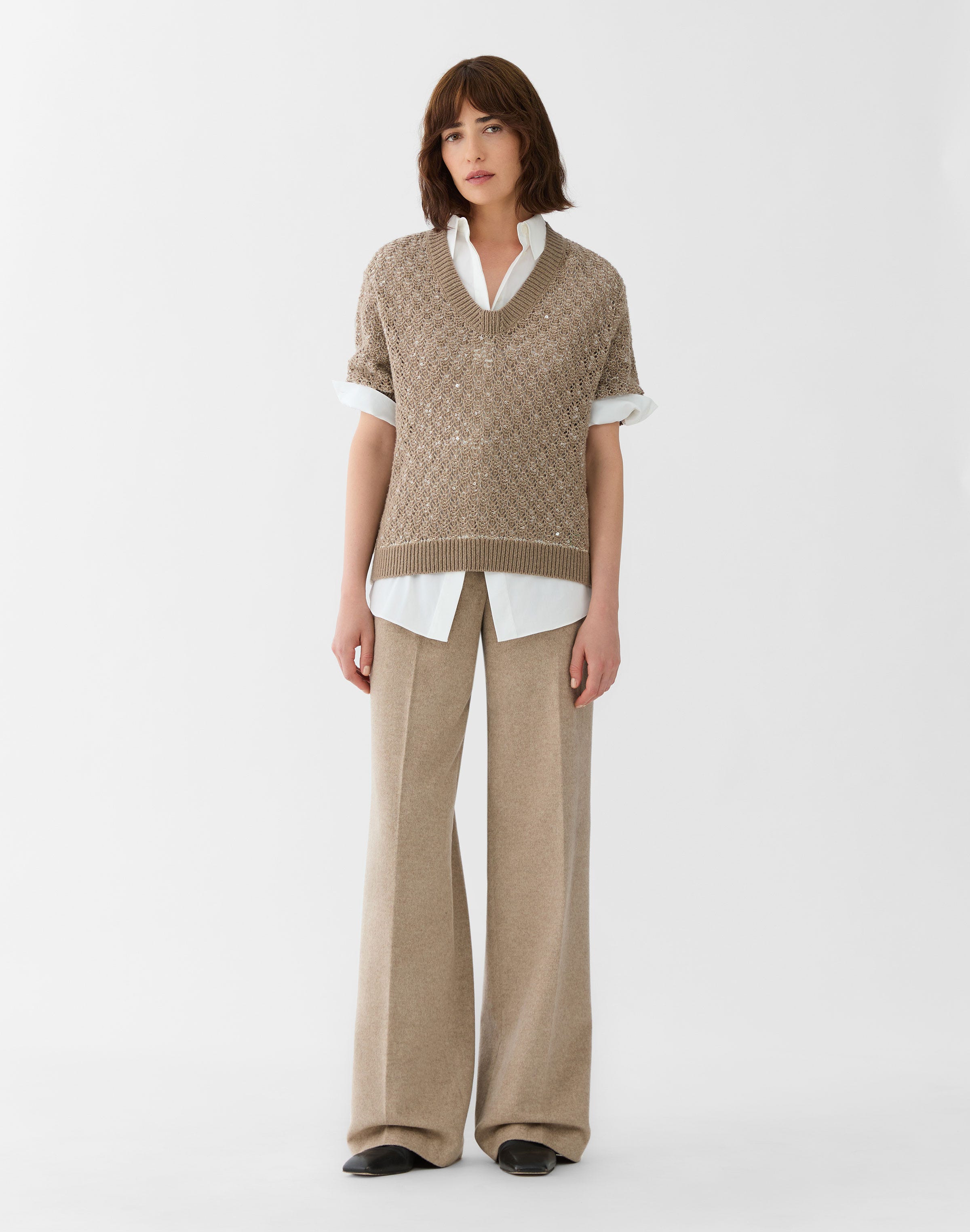 Hand Sequined Wool-Cashmere & Cotton Sweater