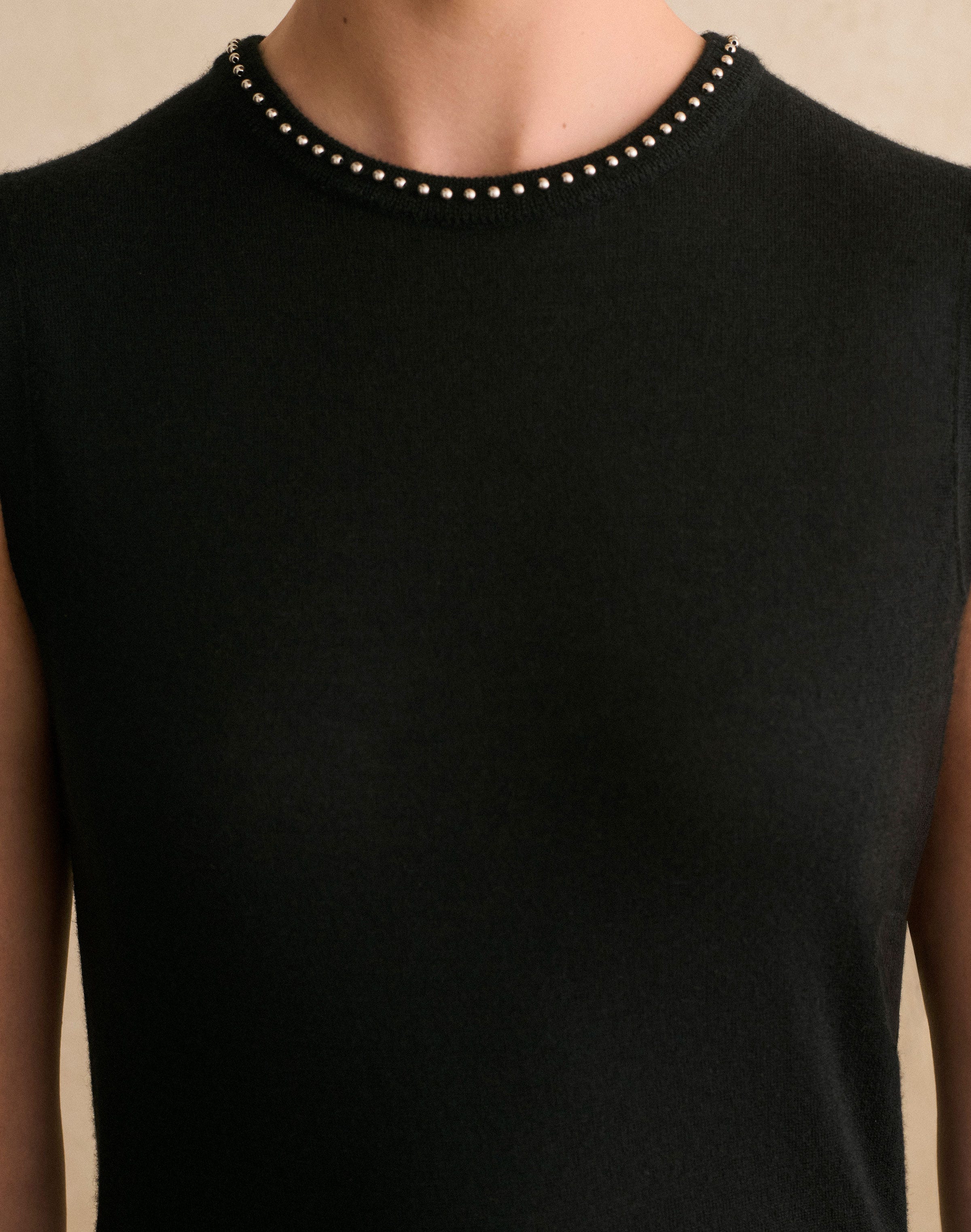 Fine Gauge Cashmere Hand Beaded Shell