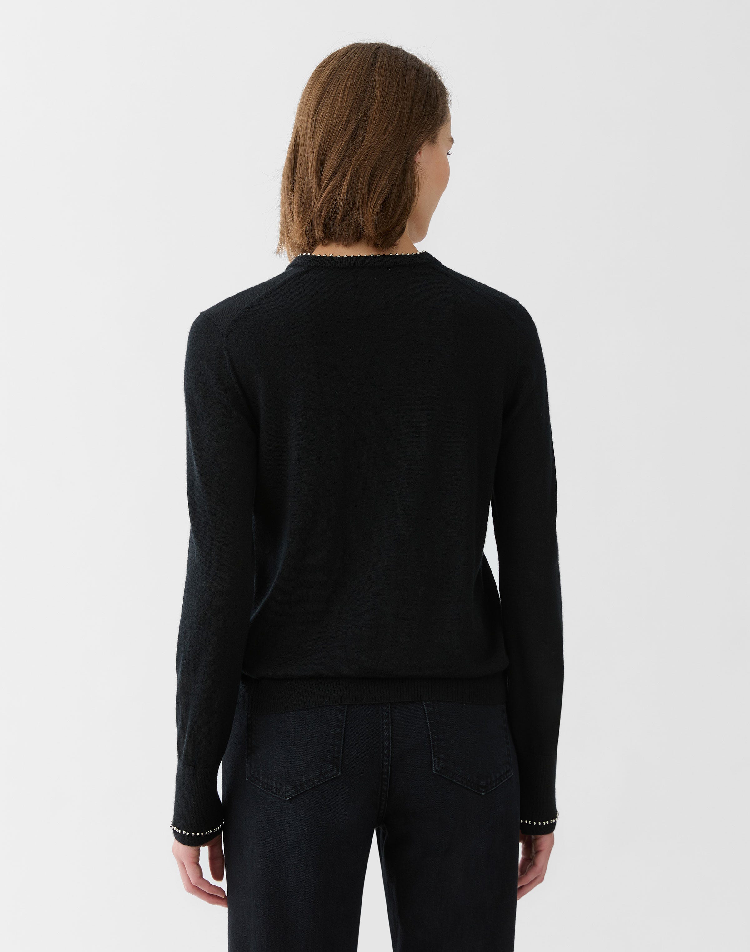 Fine Gauge Cashmere Hand Beaded Cardigan